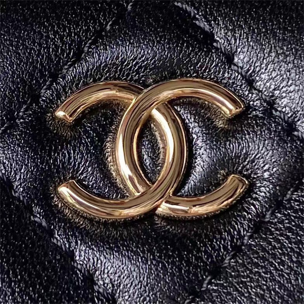 CHANEL Walnut Gold Ball Chain with Makeup Mirror Lamb Leather Square Box Shoulder Bag Women
