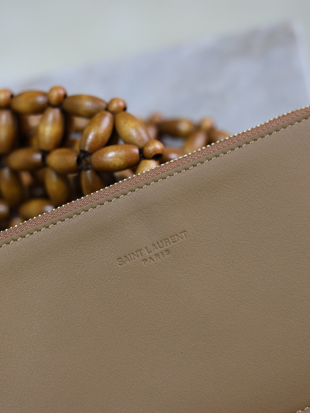 YSL LE 5 à 7 large in wood beads 30x35x10cm