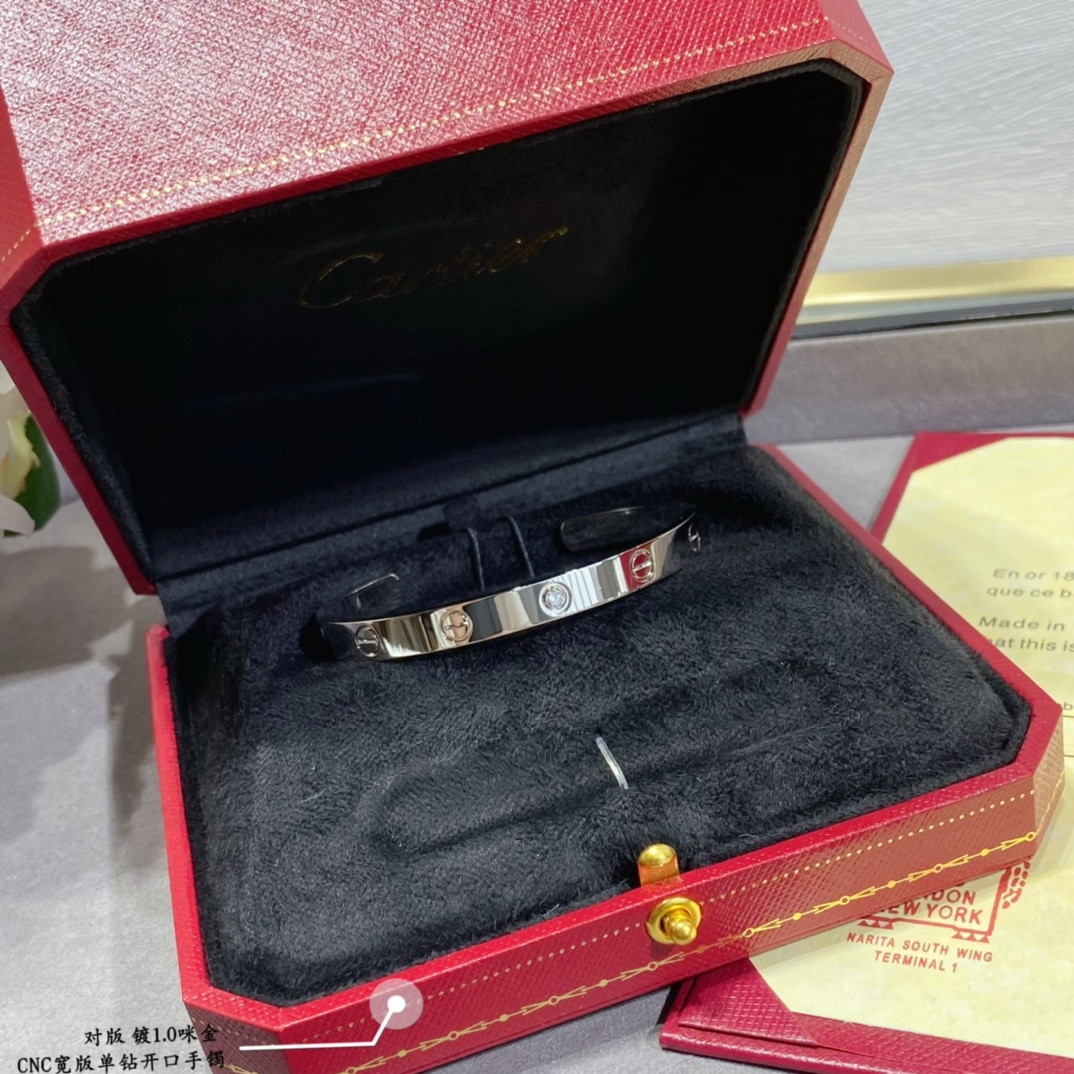 Cartier wide single diamond open LOVE Bracelet