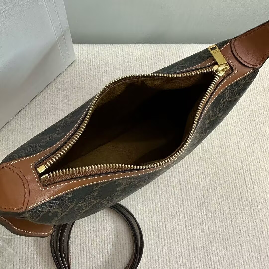 Celine SMALL HELOÏSE BAG IN TRIOMPHE CANVAS AND CALFSKIN 19x22x5cm