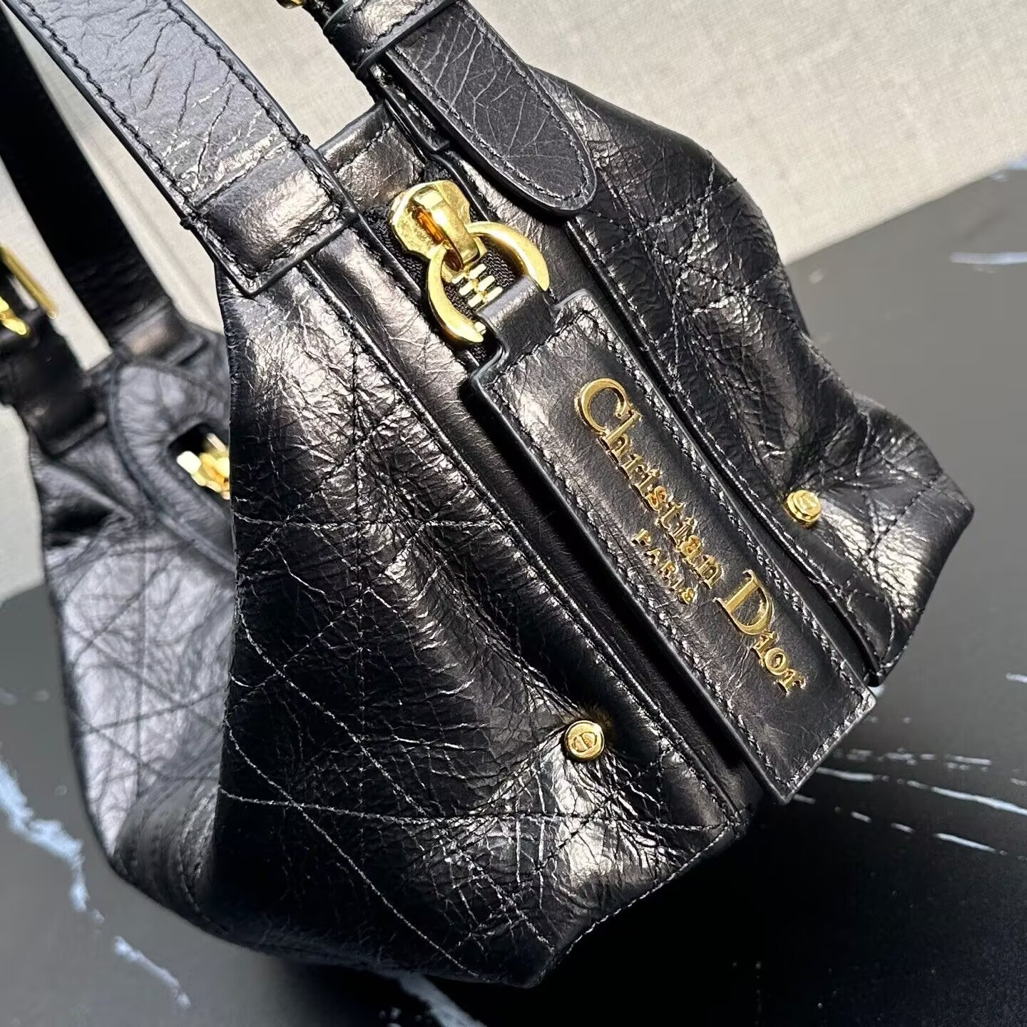 Dior Small D-Journey Bag in Crinkled Calfskin 25.5 x 14.5 x 14 cm