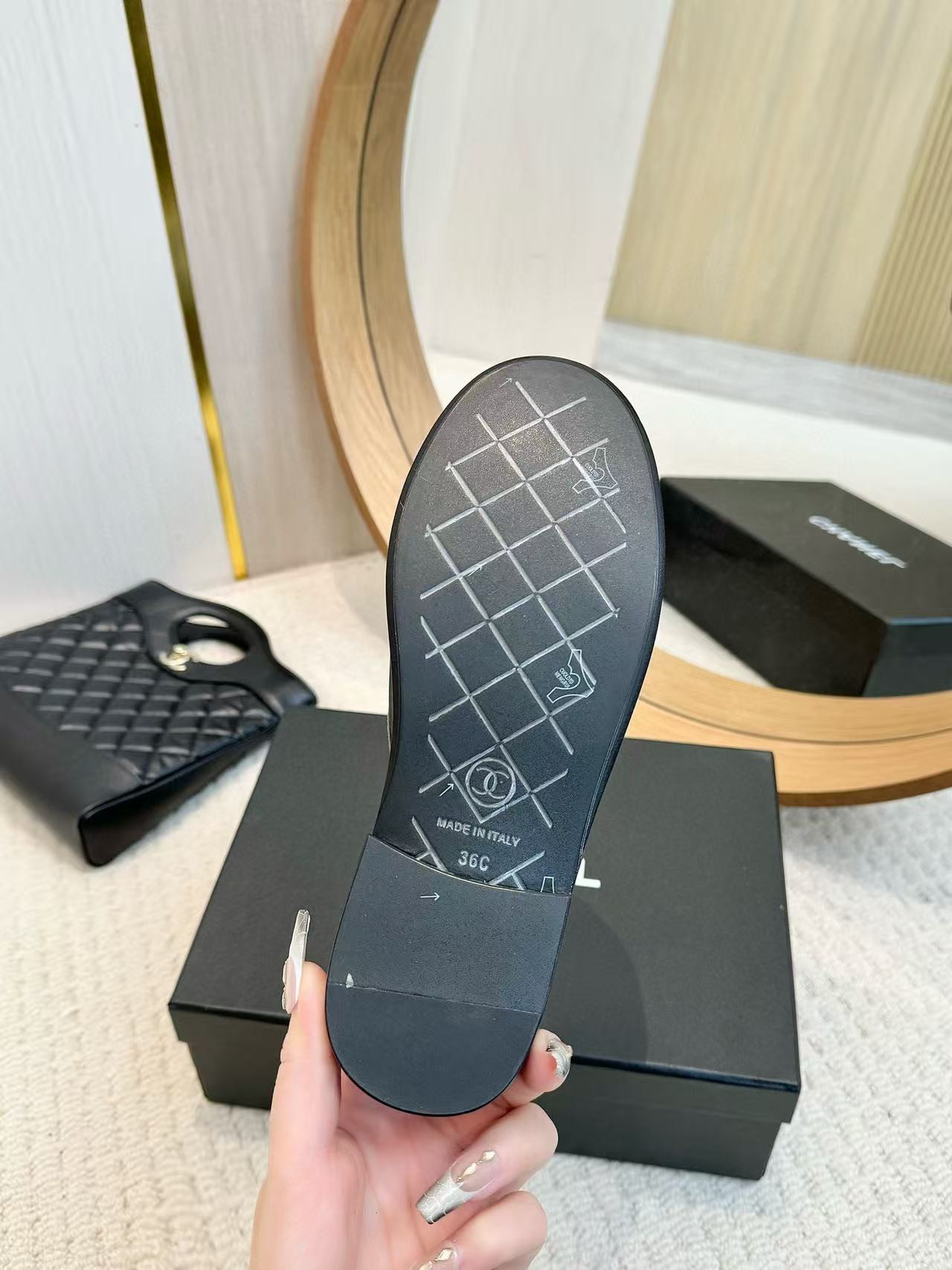 UA Chanel Slides Leather Flats