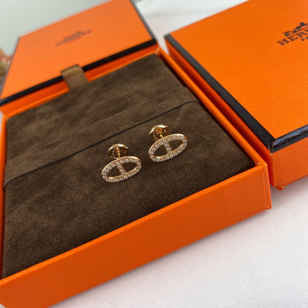 Hermès Fully Diamond-Encrusted H Stud Earrings