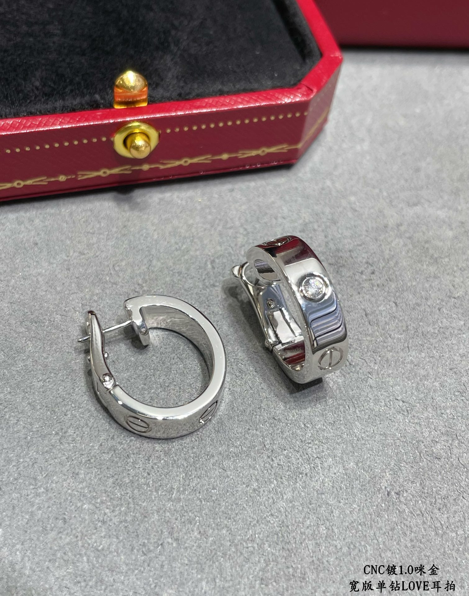 Cartier Wide version single diamond LOVE Earrings