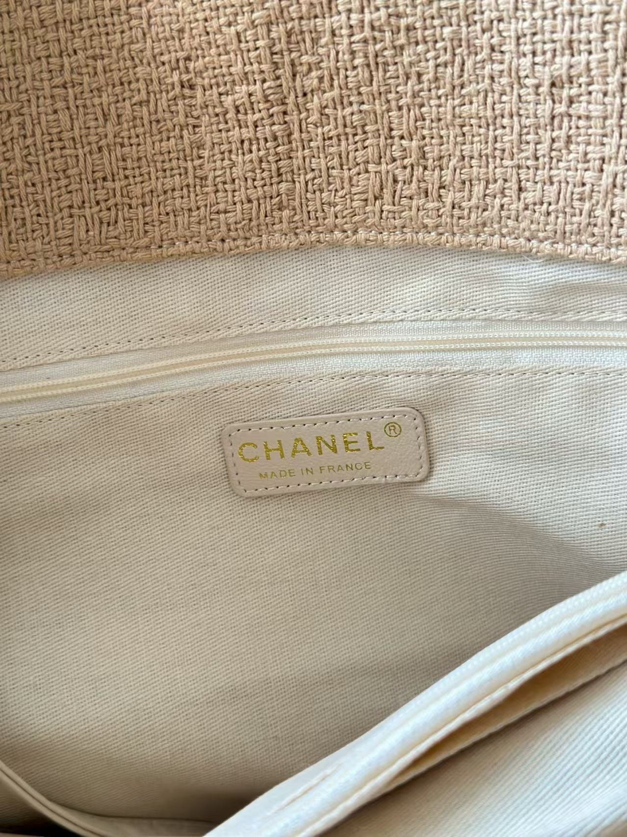 Chanel Vintage Linen Tassel Tote Straw Bag 48x35x17cm