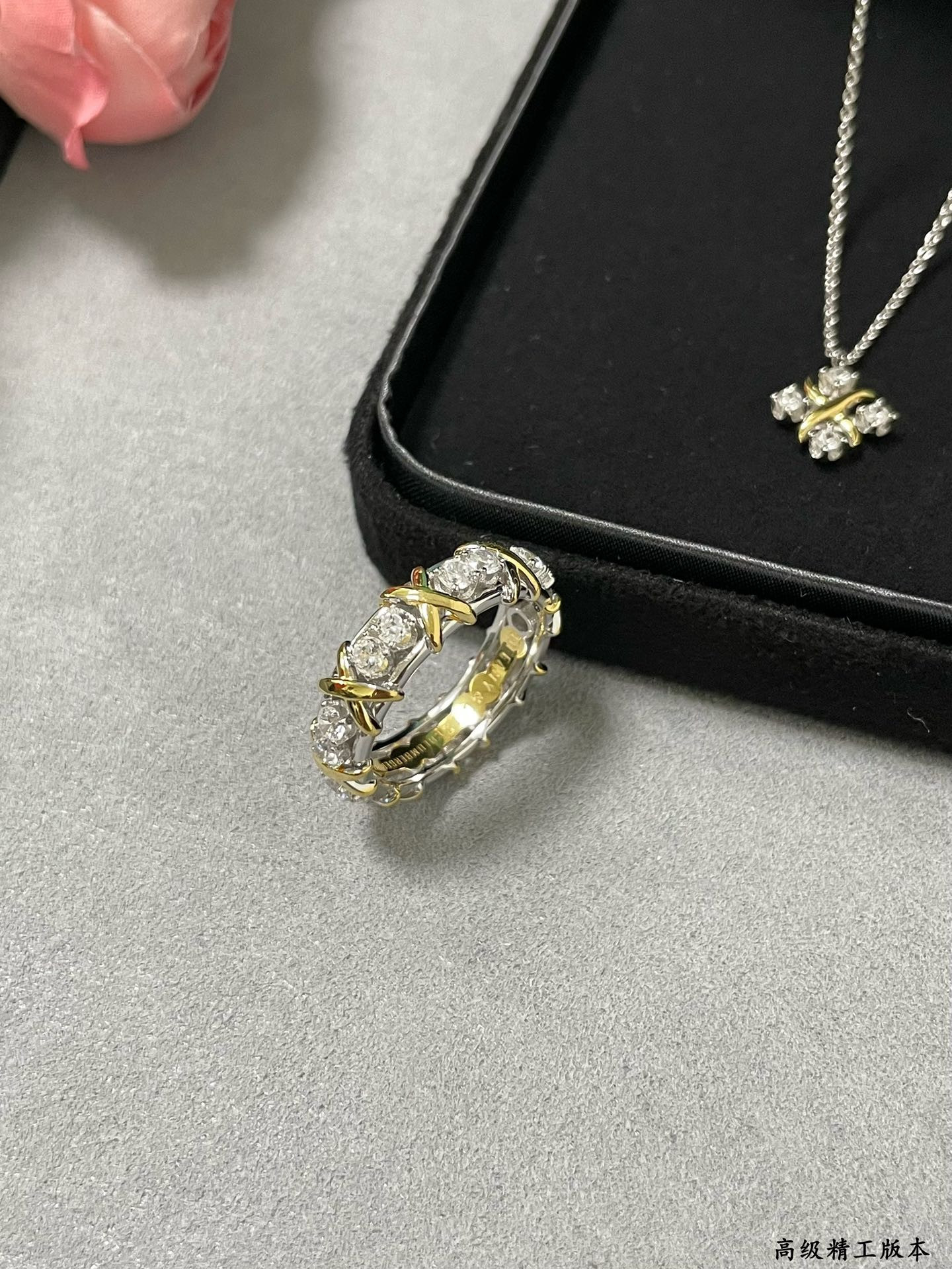 Tiffany & Co. Crossed Double Tone Ring