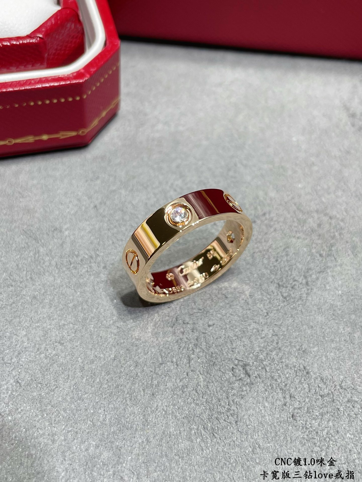 Cartier Wide version three-diamond LOVE Ring