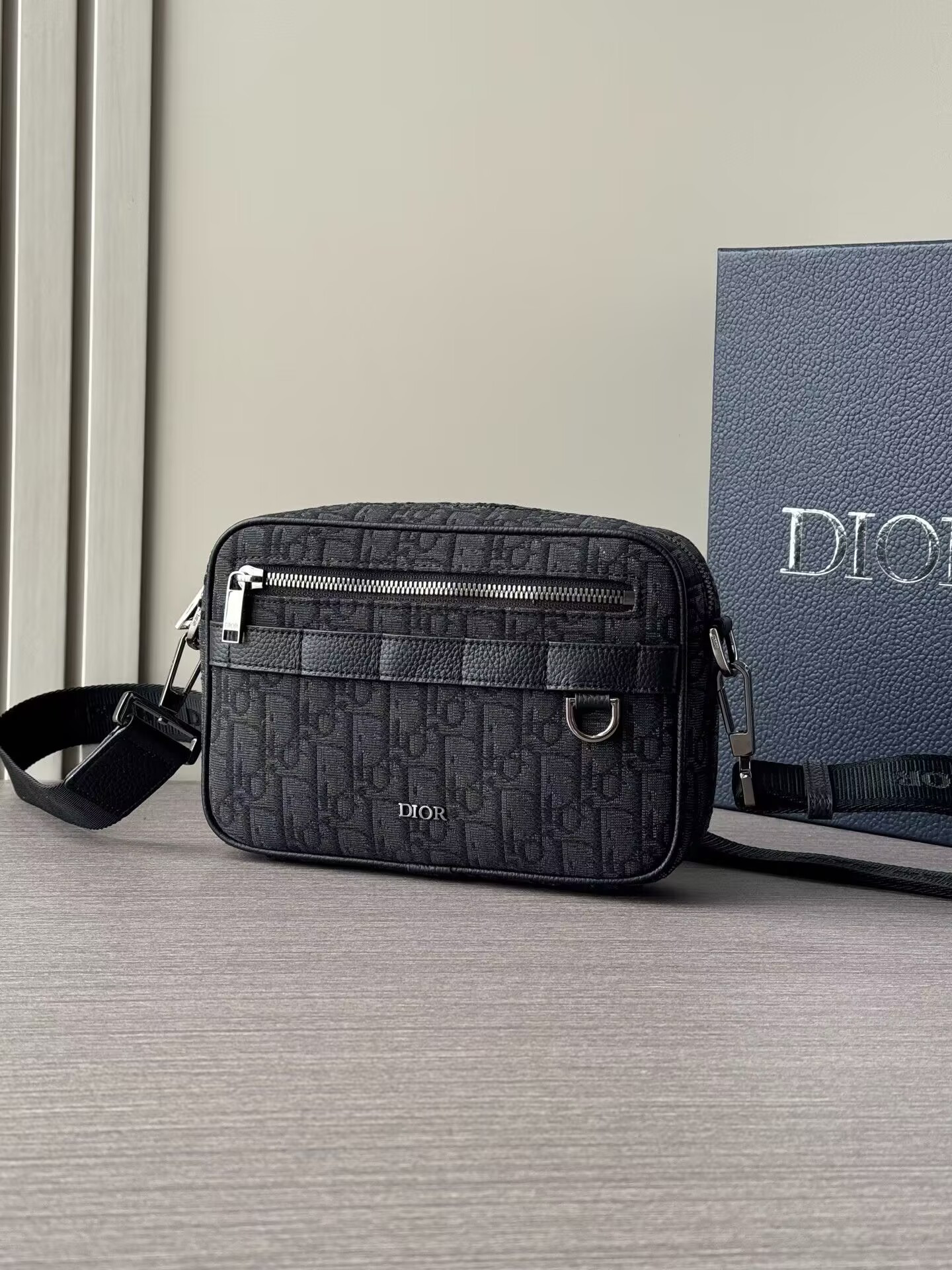 Dior Safari Bag with Strap Black Dior Oblique Jacquard 22x15x6cm