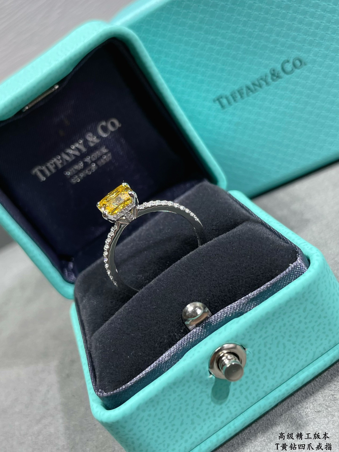 Tiffany & Co. Four-Prong Yellow Diamond Solitaire Ring Ag925