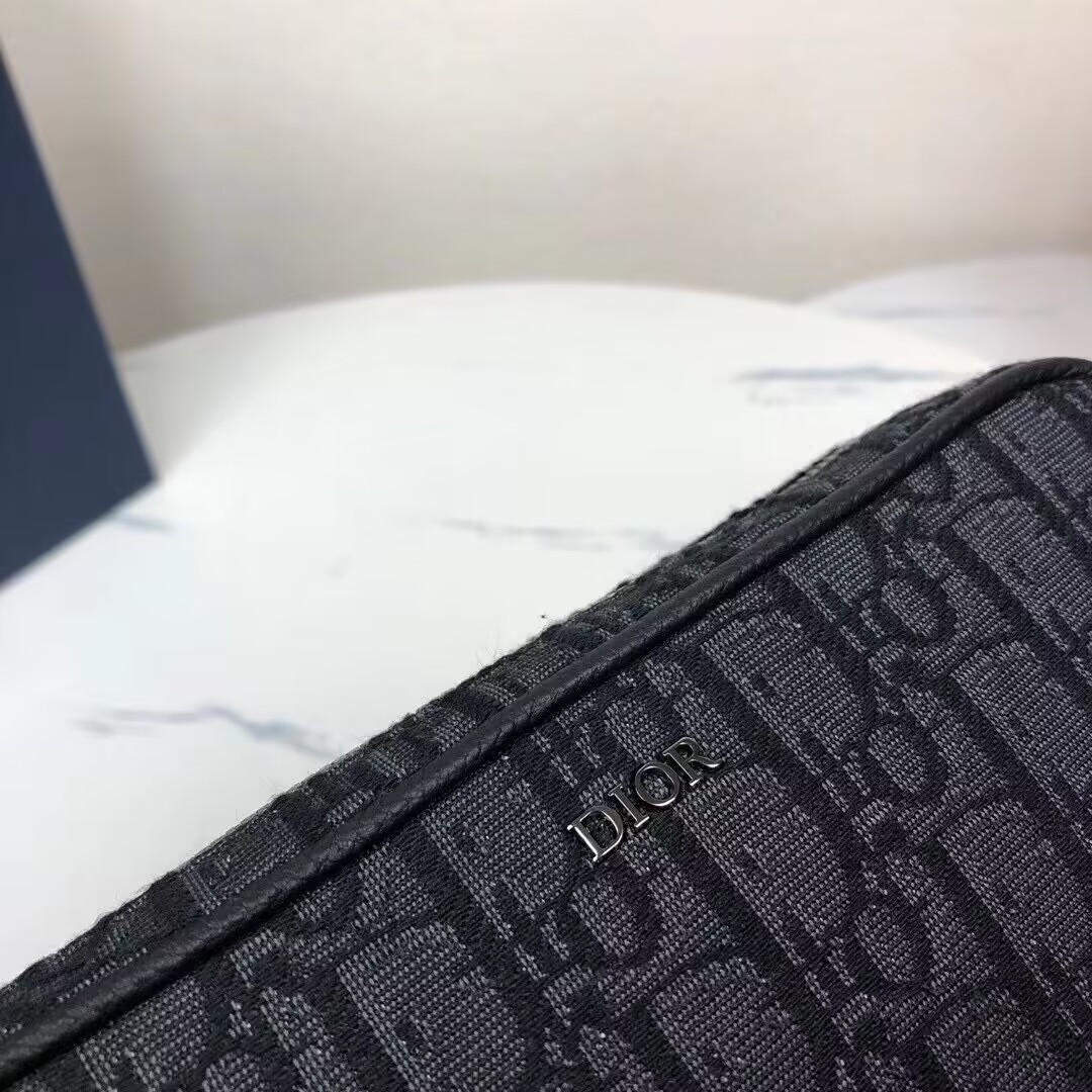 Dior Saddle Triple Pouch Black Dior Oblique Jacquard 18x25x5CM