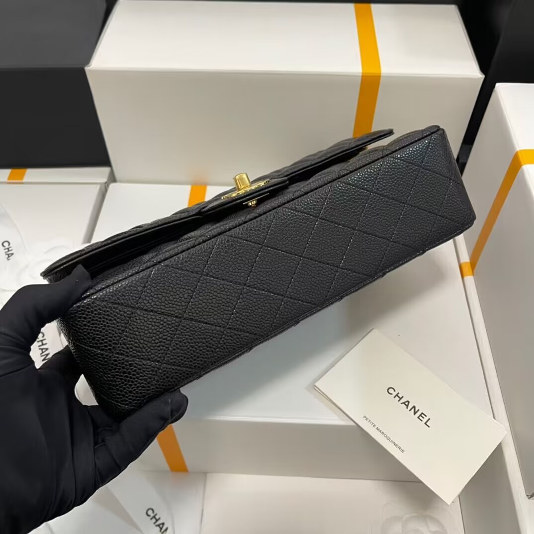 CHANEL CLASSIC HANDBAG GRAINED CALFSKIN 6 × 9.9 × 2.5 in