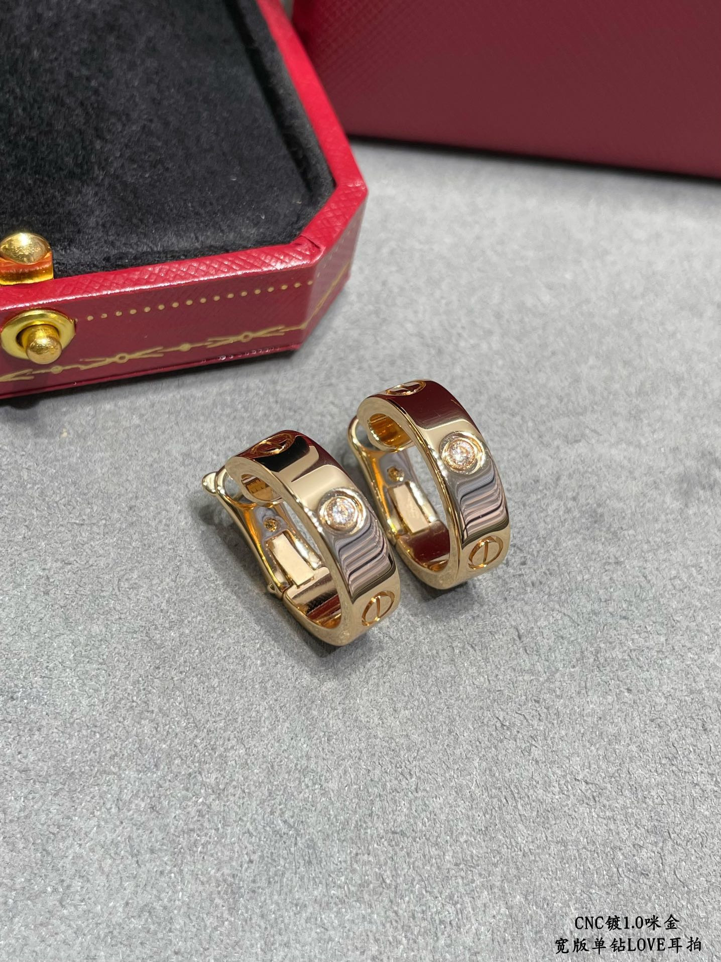 Cartier Wide version single diamond LOVE Earrings