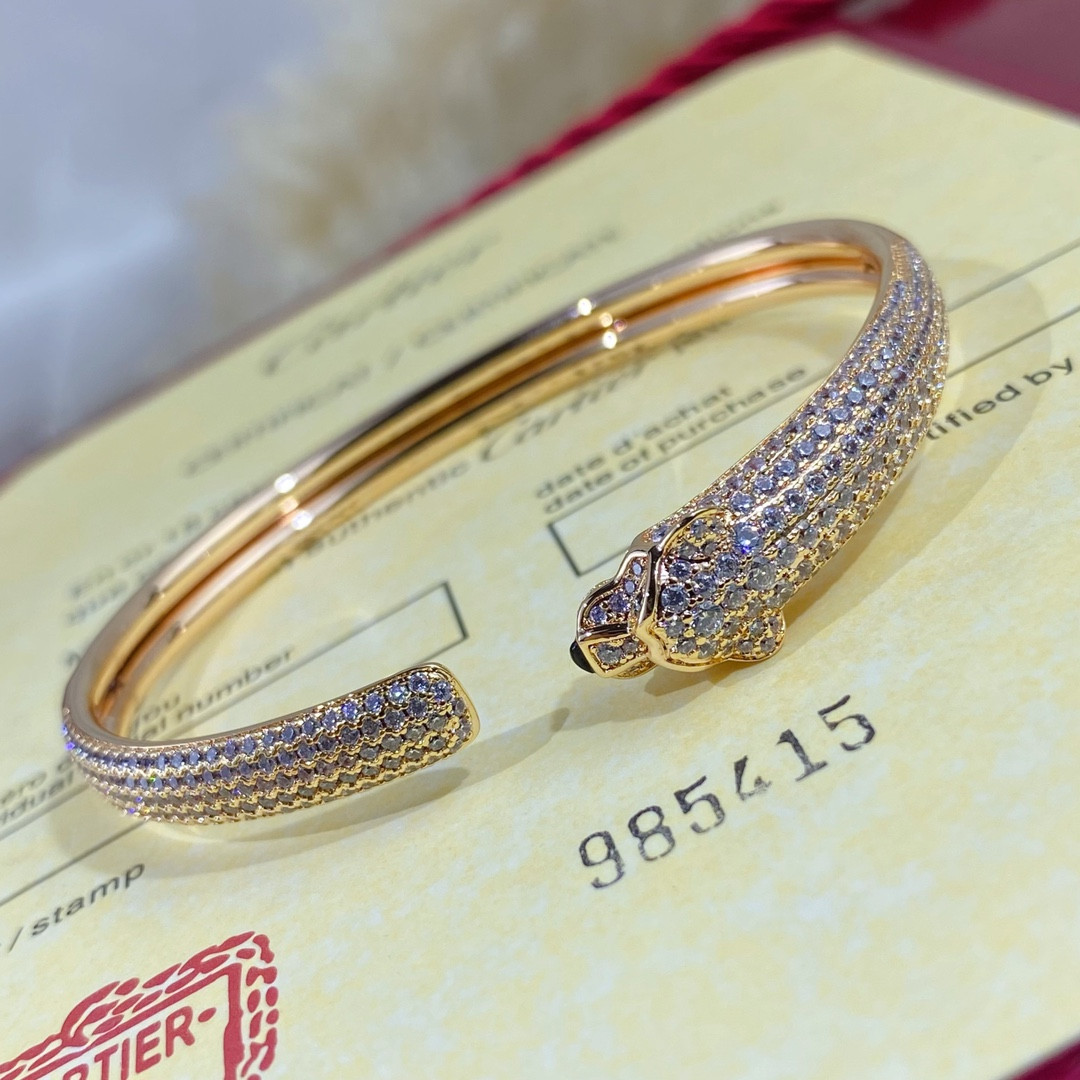 Cartier Hand-set diamond thin half diamond leopard Bracelet