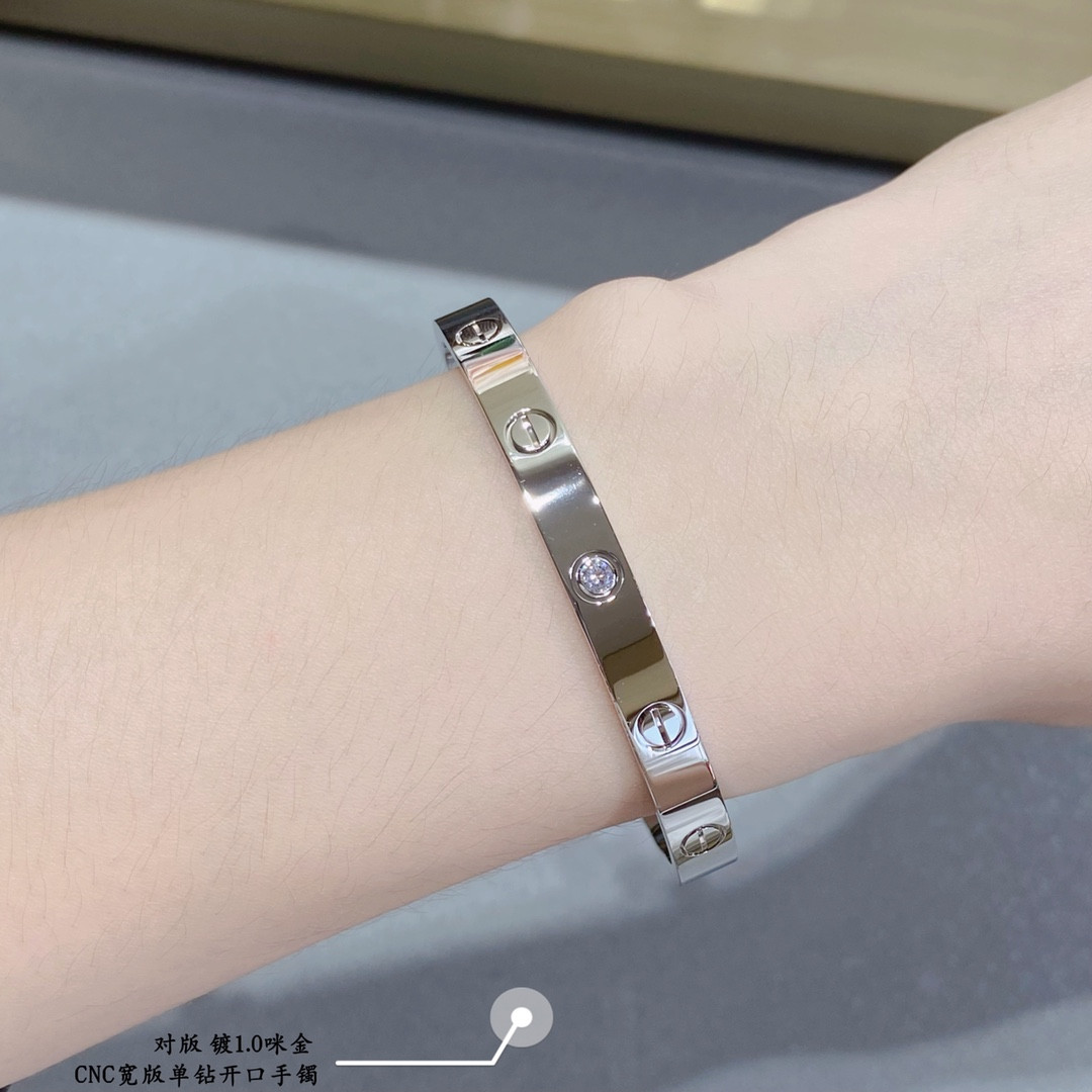 Cartier wide single diamond open LOVE Bracelet