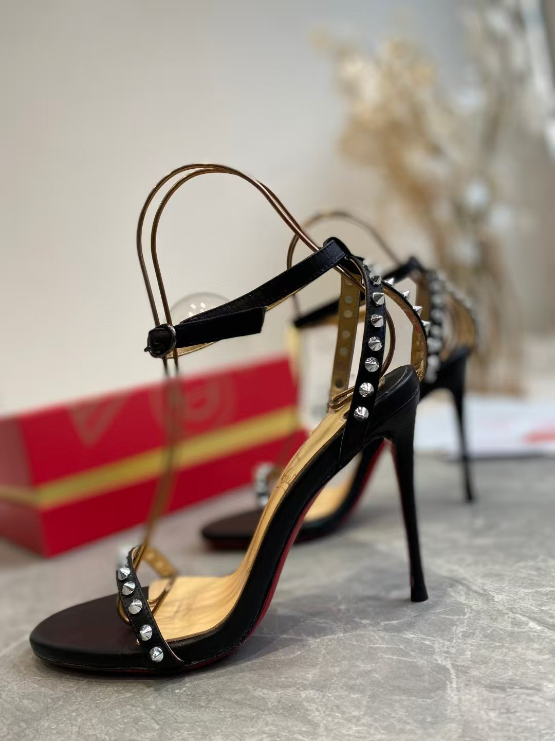 UA Christian Louboutin So Me Spike Strappy Sandals