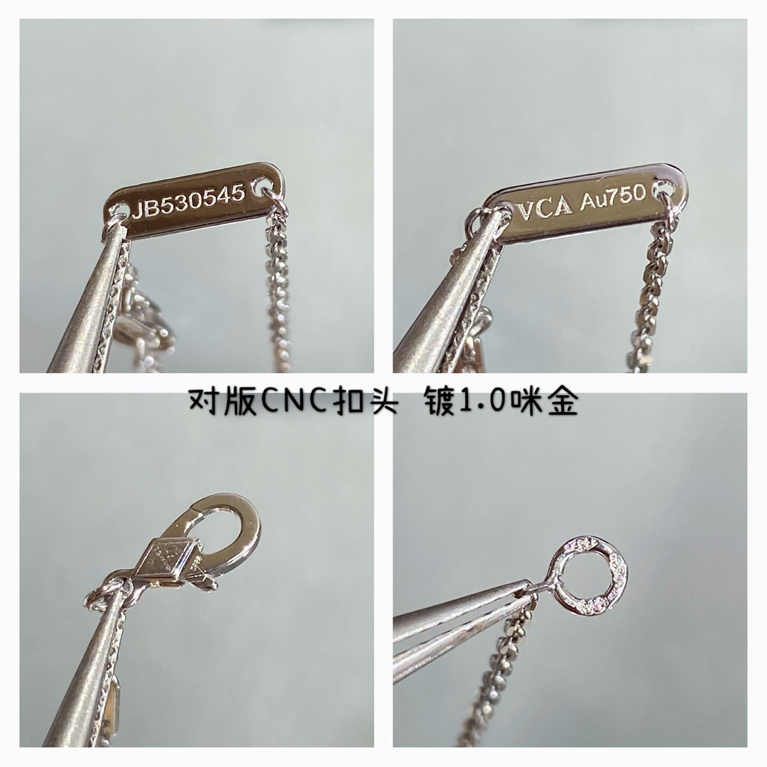 Van Cleef & Arpels Medium Classic Natural purple chalcedony four-leaf clover Necklace Diameter approx 1.5cm,Chain length approx 40+5cm