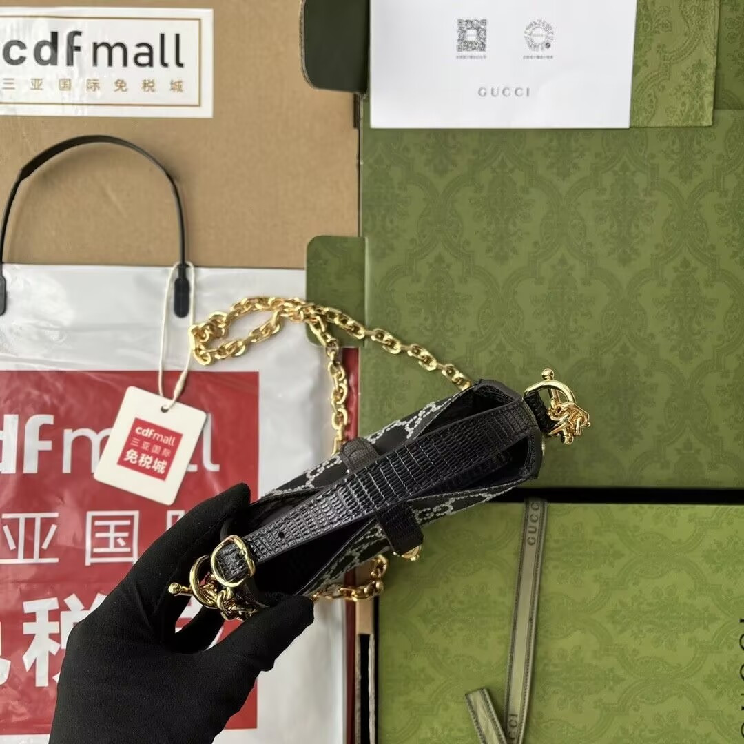 Gucci Jackie 1961 mini lizard shoulder bag 19x13x3cm