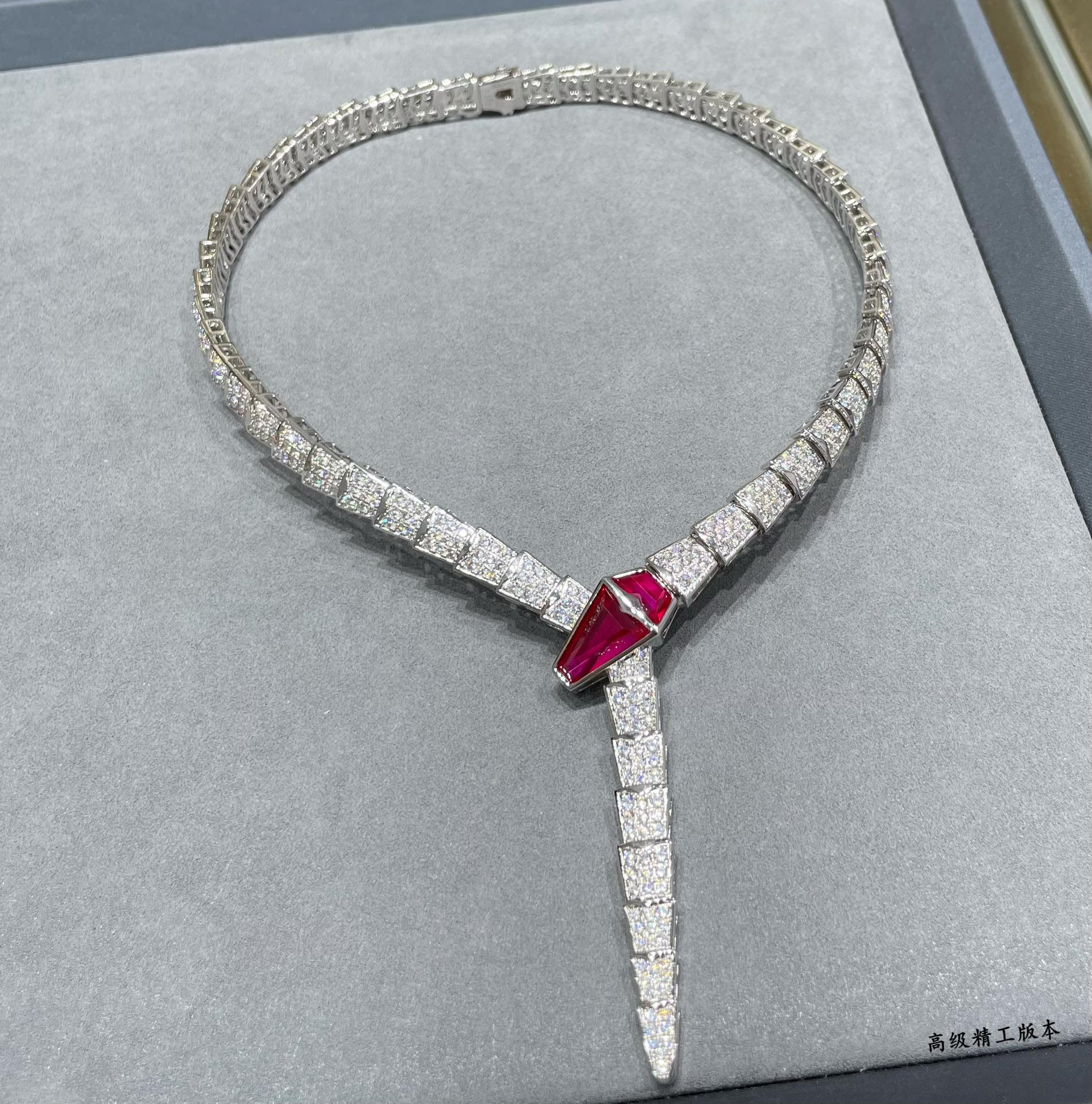 Bvlgari Wide version full diamond snake Necklace