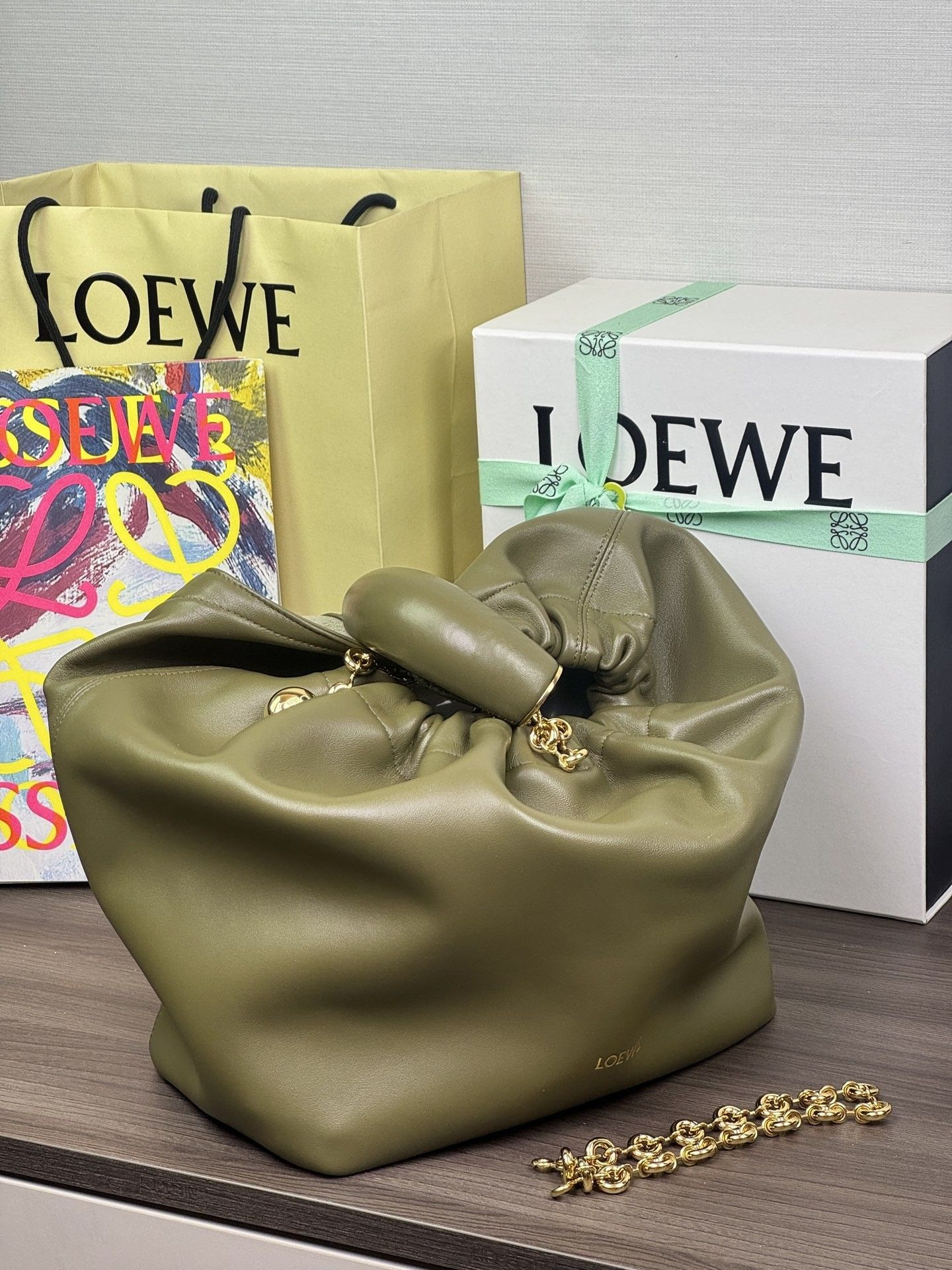 LOEWE Medium Squeeze bag in mellow nappa lambskin 34x33x13.5cm