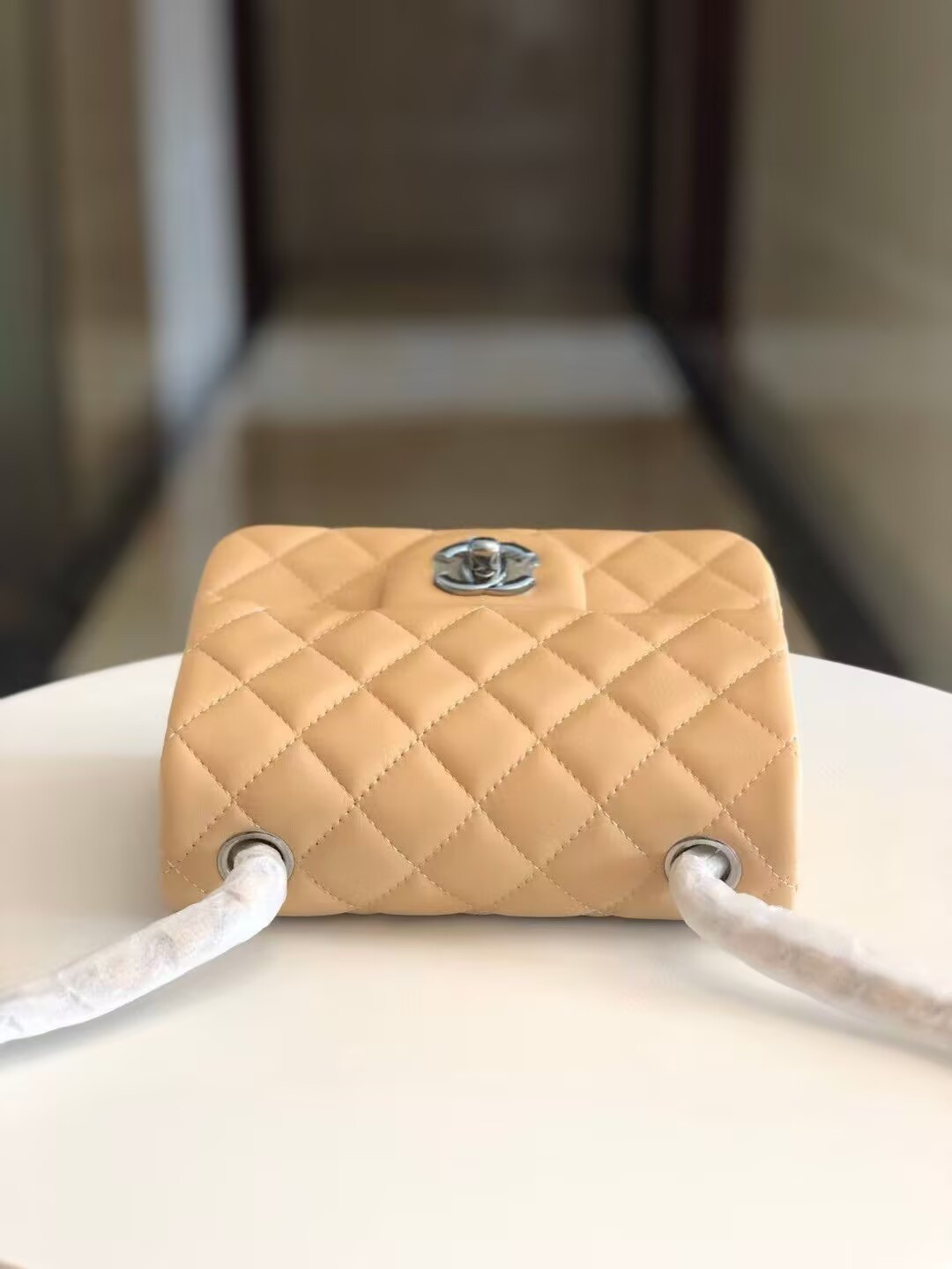 Chanel Mini Classic Handbag Lambskin & Silver-Tone Metal 13.5x 17x8cm