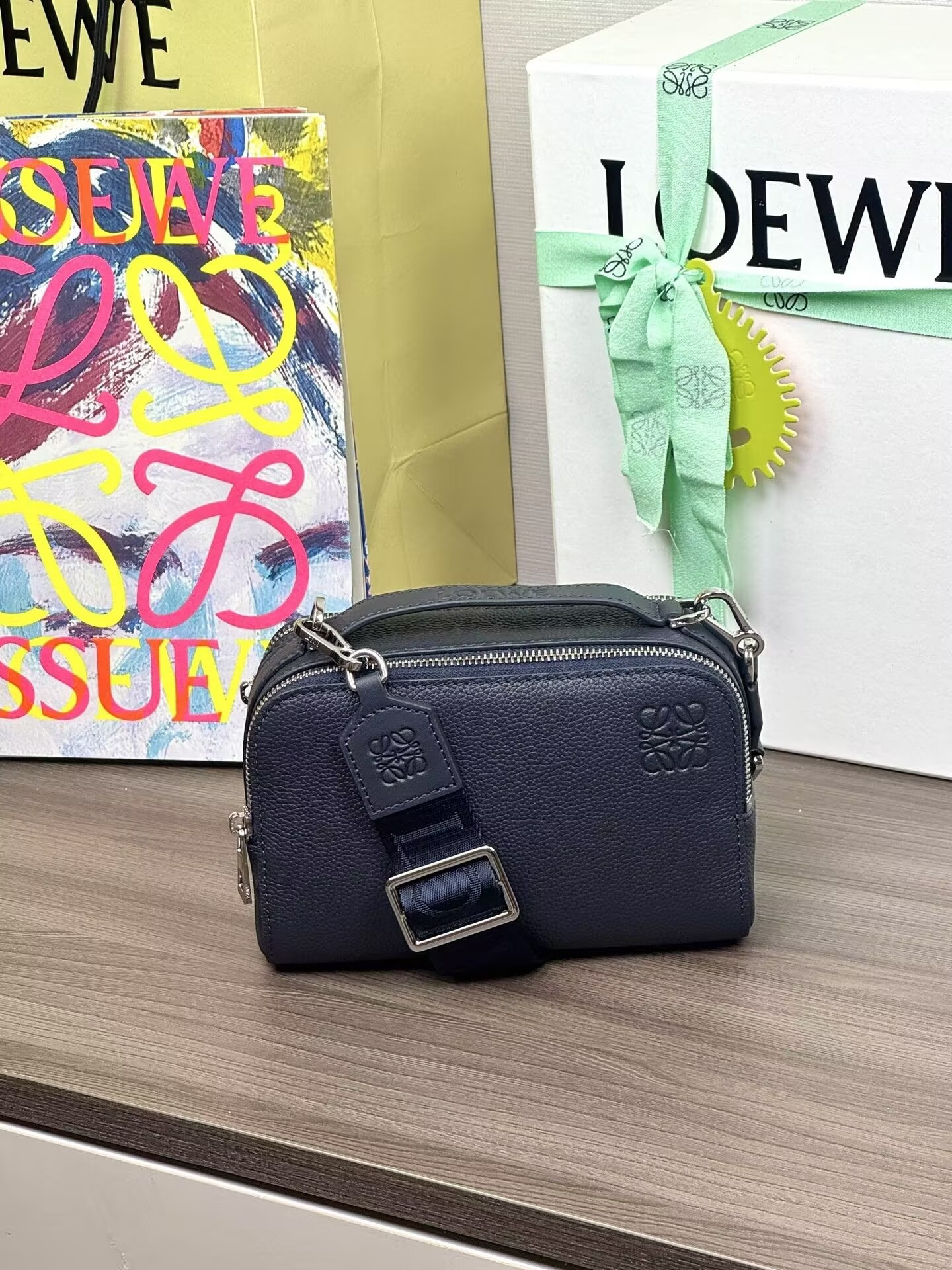 Loewe Mini crossbody camera bag in soft grained calfskin 18x8.5x13cm