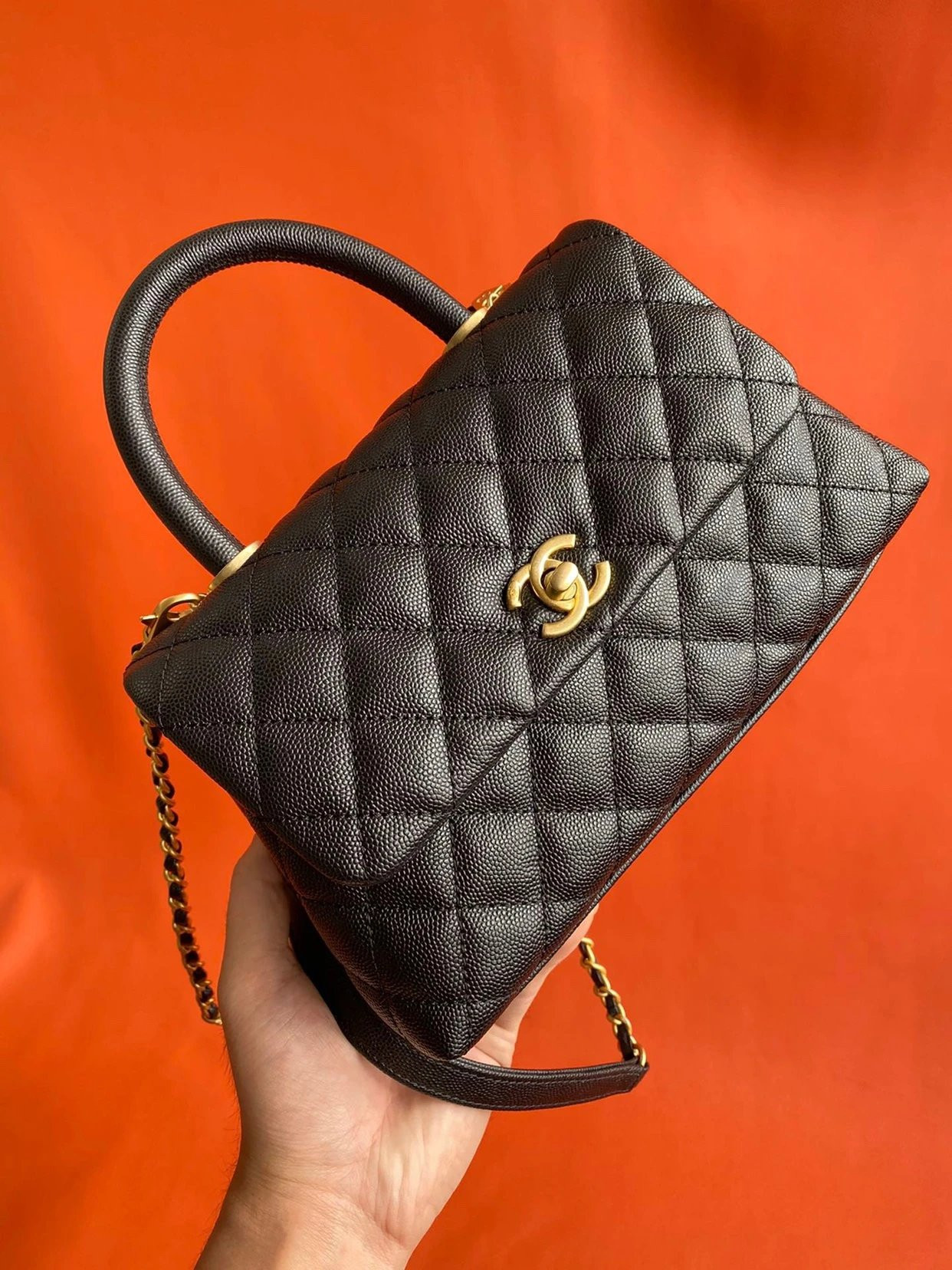 CHANEL FLAP BAG WITH TOP HANDLE