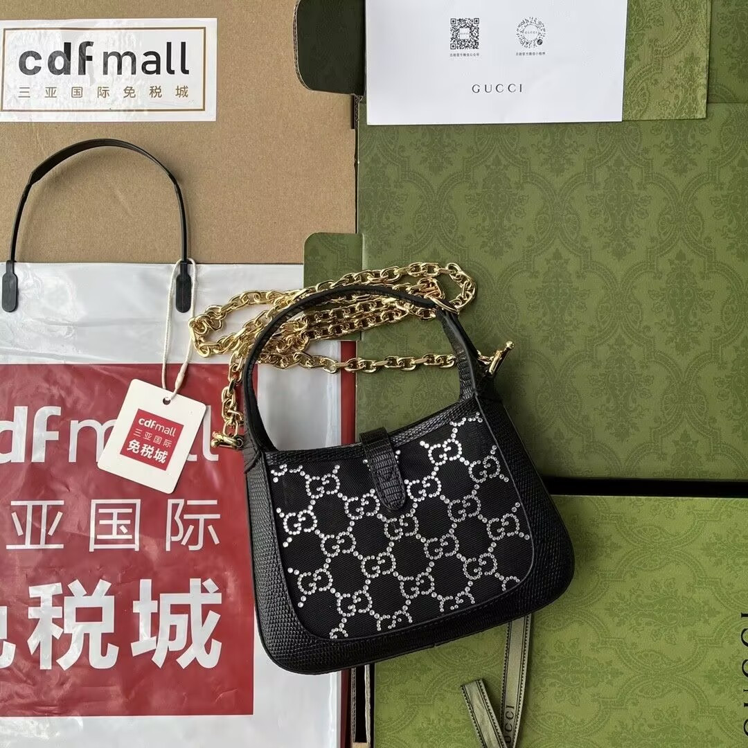 Gucci Jackie 1961 mini lizard shoulder bag 19x13x3cm