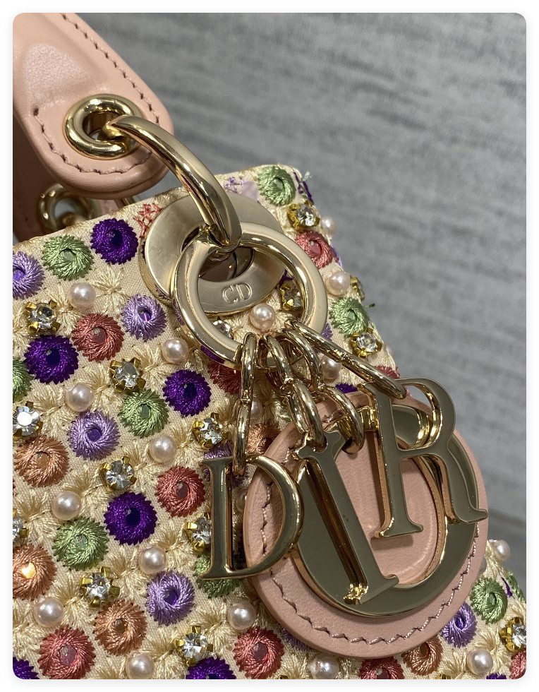 DIOR Artistic Limited Edition Three-Gusset Lady Dior Micro Bag with Heavy Bead Embroidery 12x10x5cm