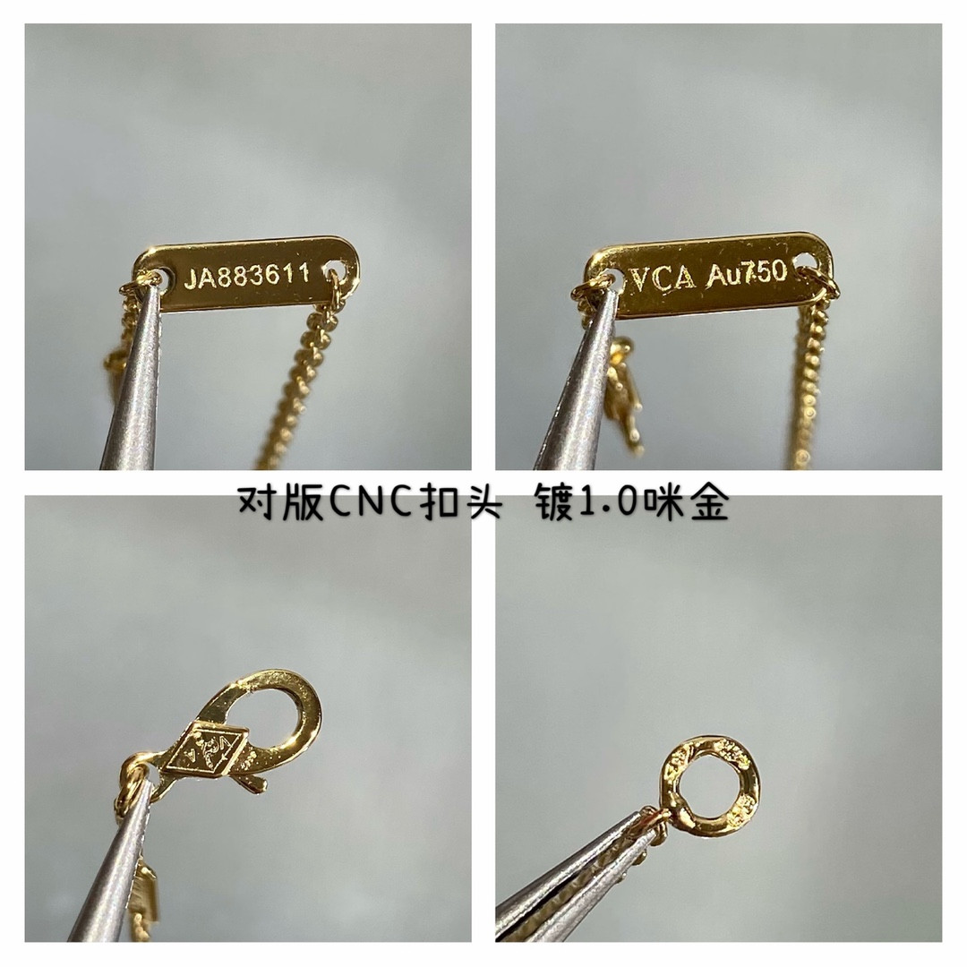 Van Cleef & Arpels Medium Classic Natural yellow tiger eye four leaf clover Necklace Diameter approx 1.5cm,Chain length approx 40+5cm