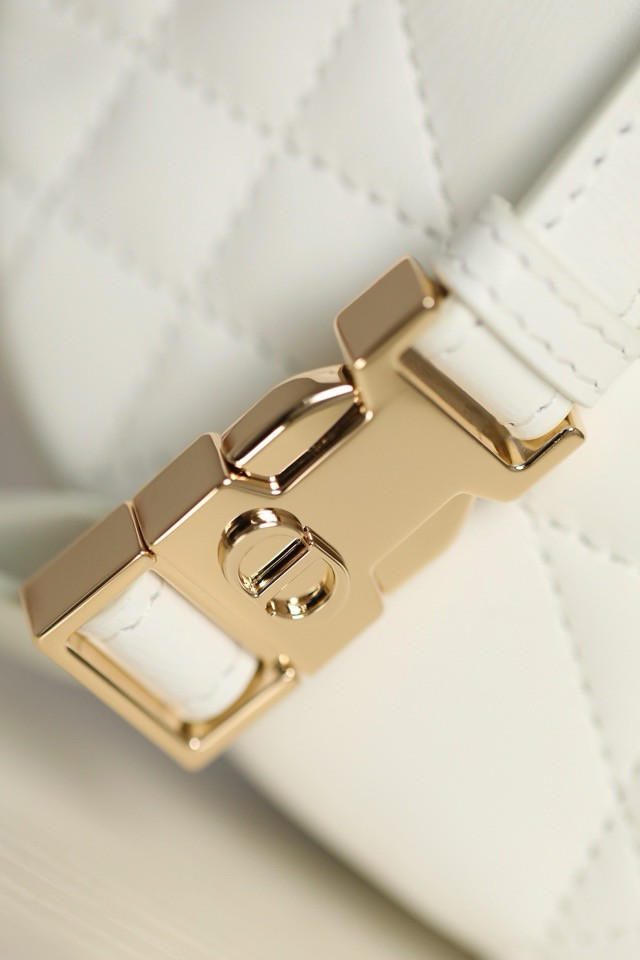 Lambskin Cannage Medium Dior Vibe Hobo Bag White