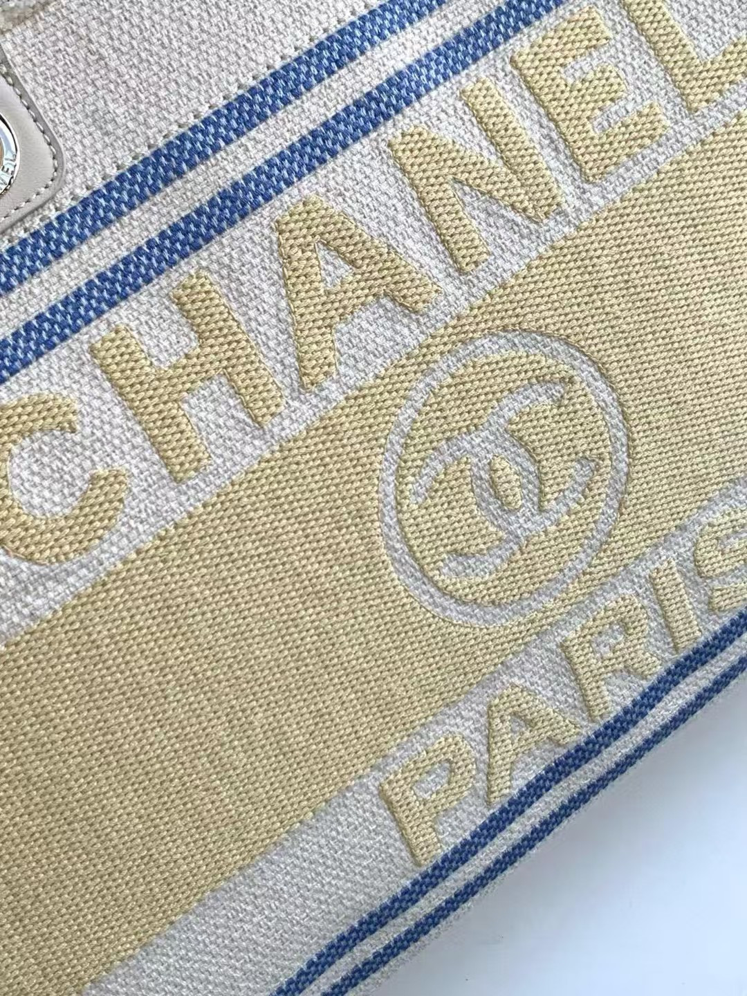 Chanel Shopping Bag Cotton Canvas & Gold-Tone Metal 38x30x22cm