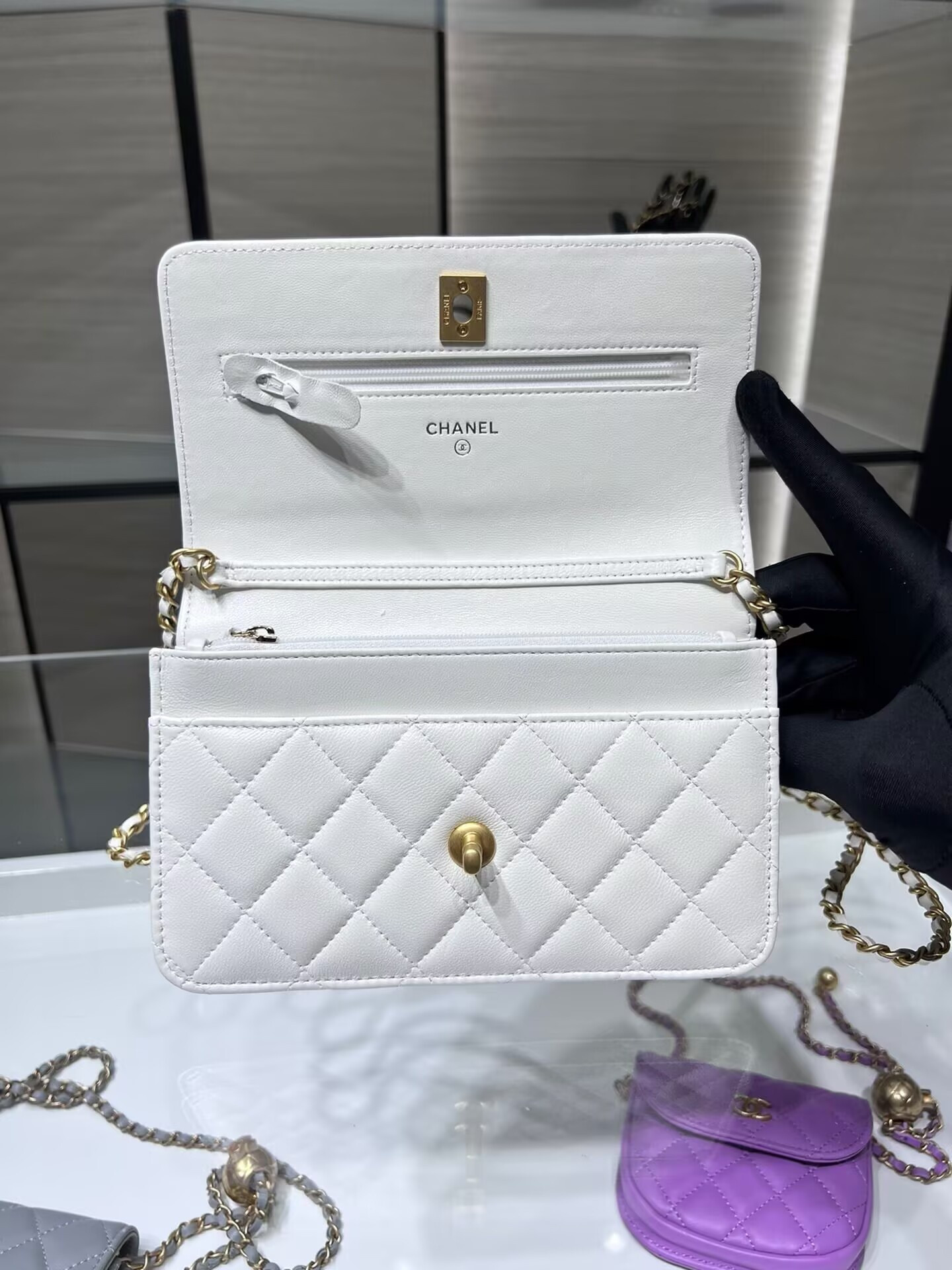 CHANEL CLASSIC WALLET ON CHAIN 4.8 × 7.5 × 1.4 in