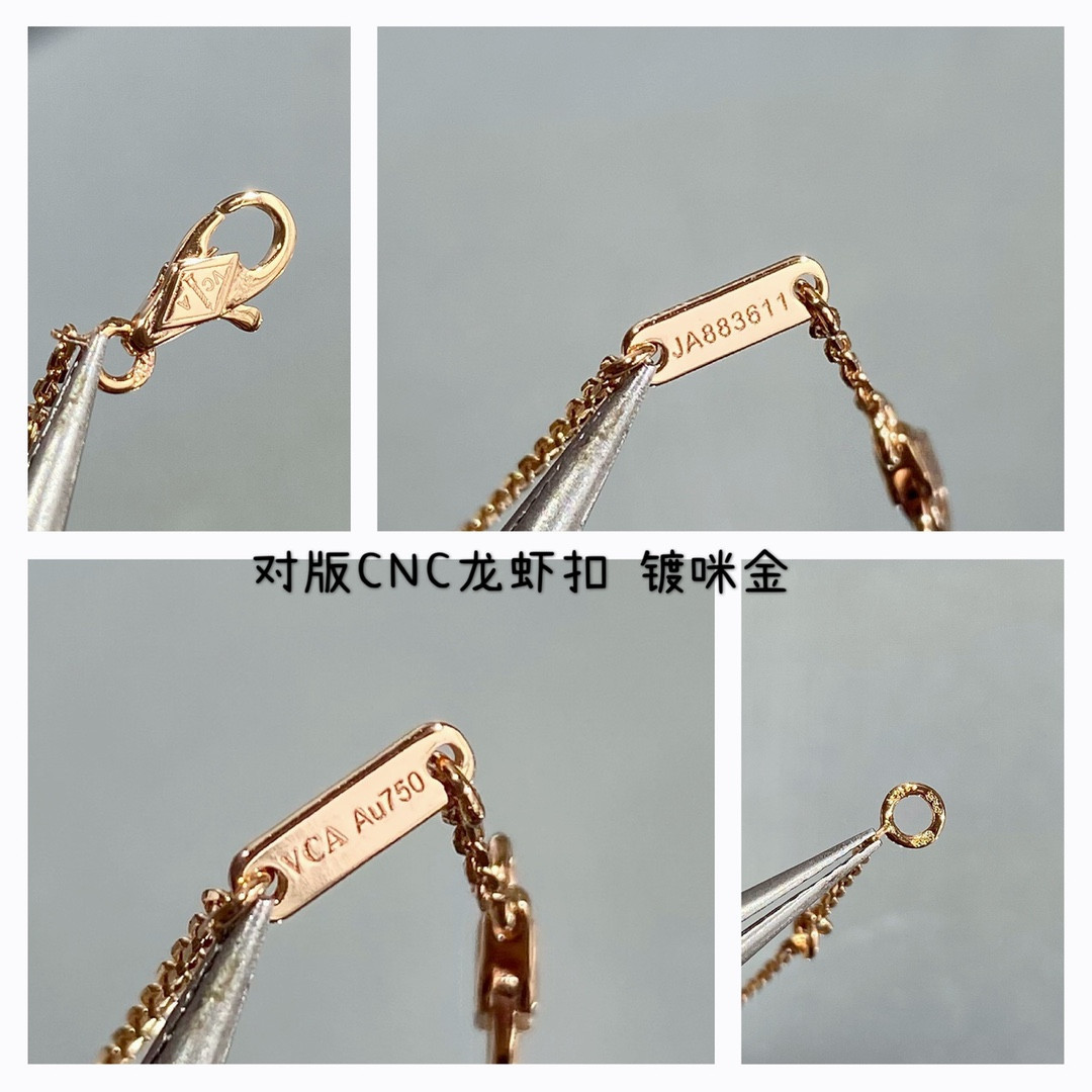 Van Cleef & Arpels Mini Four-Leaf Clover Necklace Diameter approx 1.0cm, Chain length approx 40+5cm