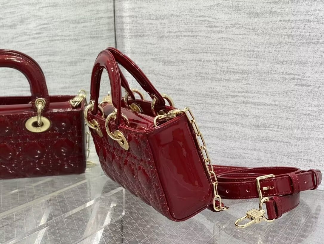DIOR SMALL LADY D-JOY BAG RED 22x6x12cm