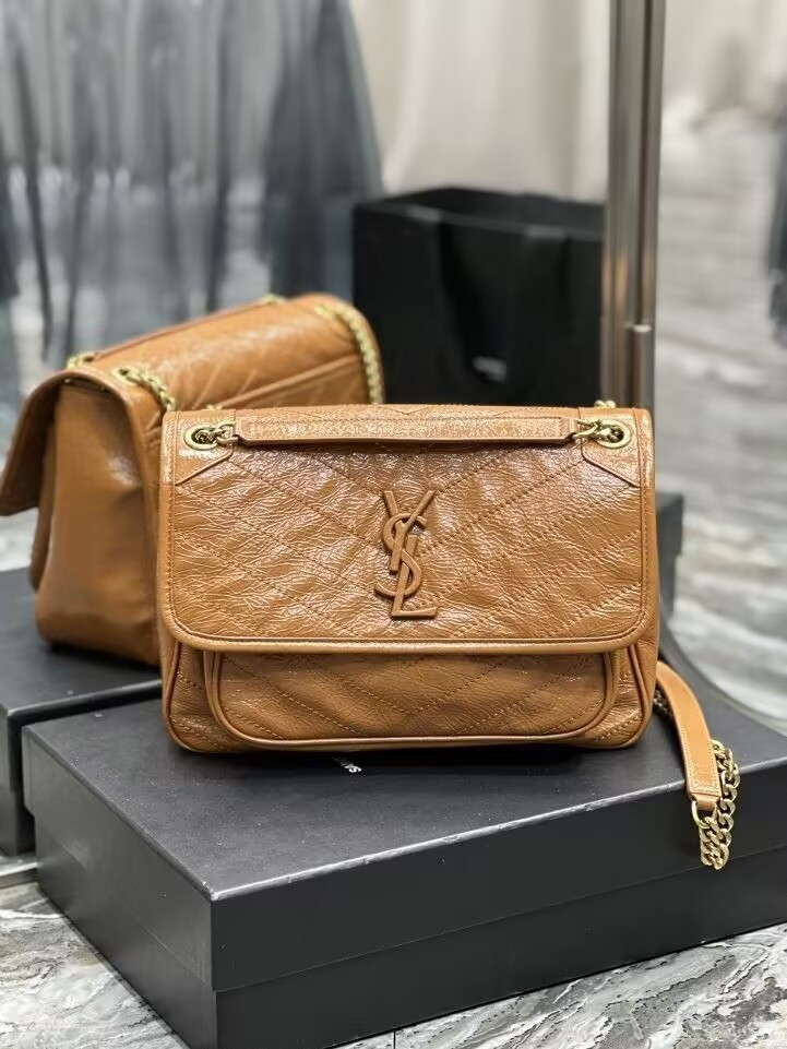 YSL NIKI MEDIUM IN VINTAGE LEATHER SHINY 28x20x8.5cm