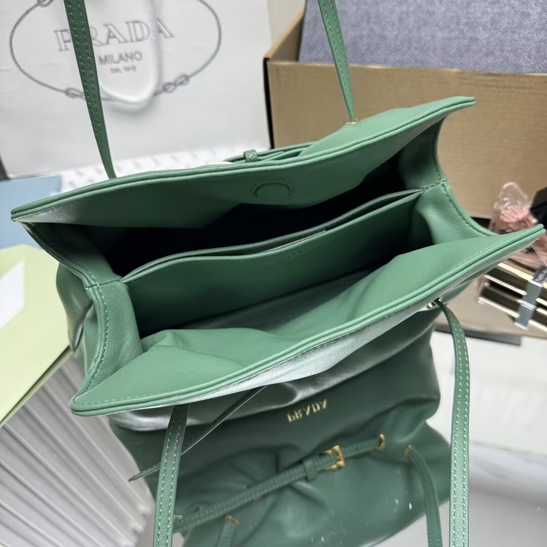 Prada Slouchy Lambskin Leather Shoulder Bag 25x18.5x11.5cm