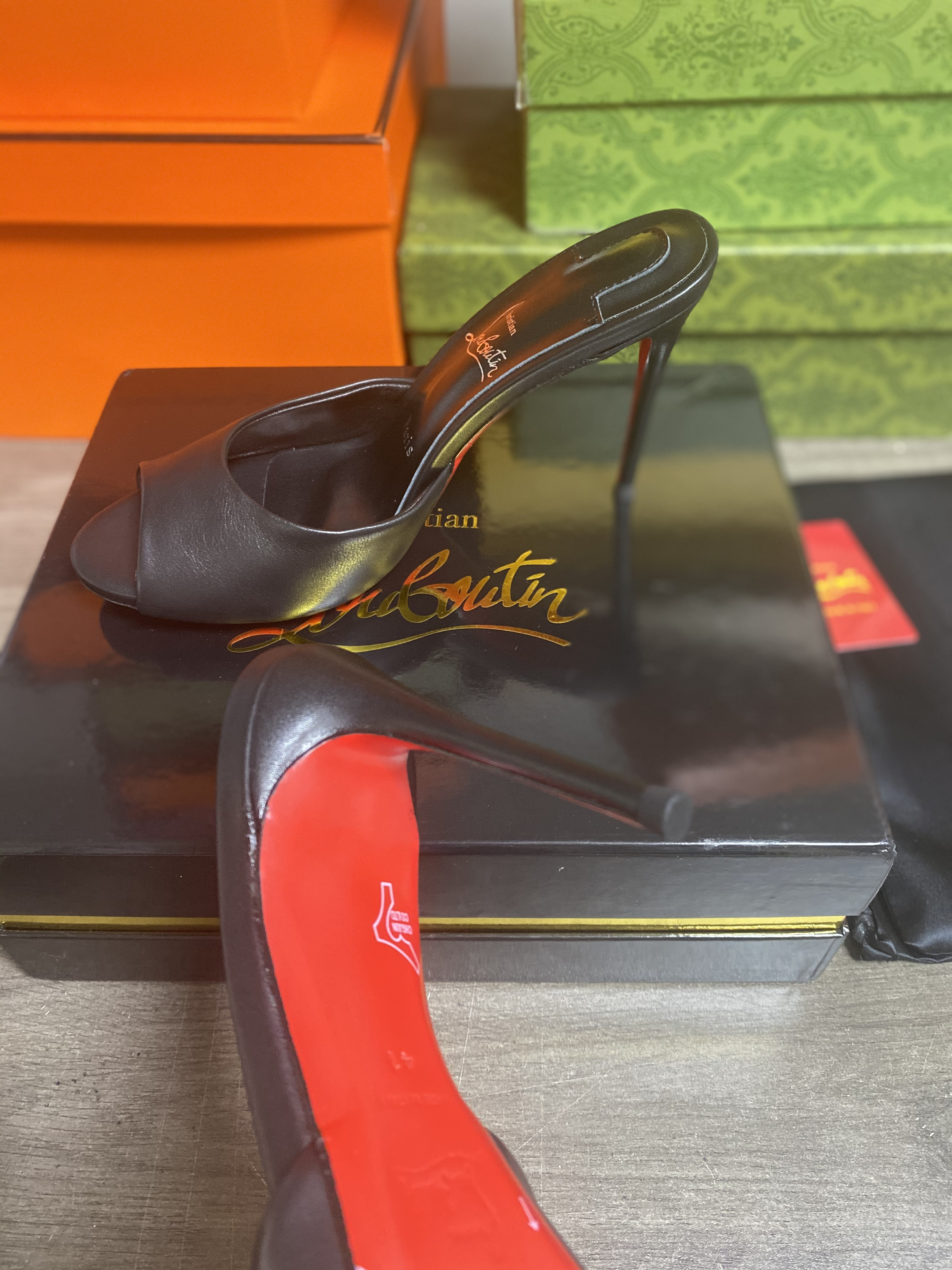 UA Christian Louboutin Me Dolly 100 Calfskin Leather Mules