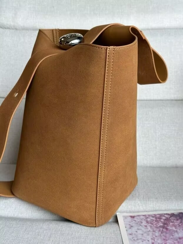 Loewe Large Pebble bucket bag in suede calfskin 33x28x28cm