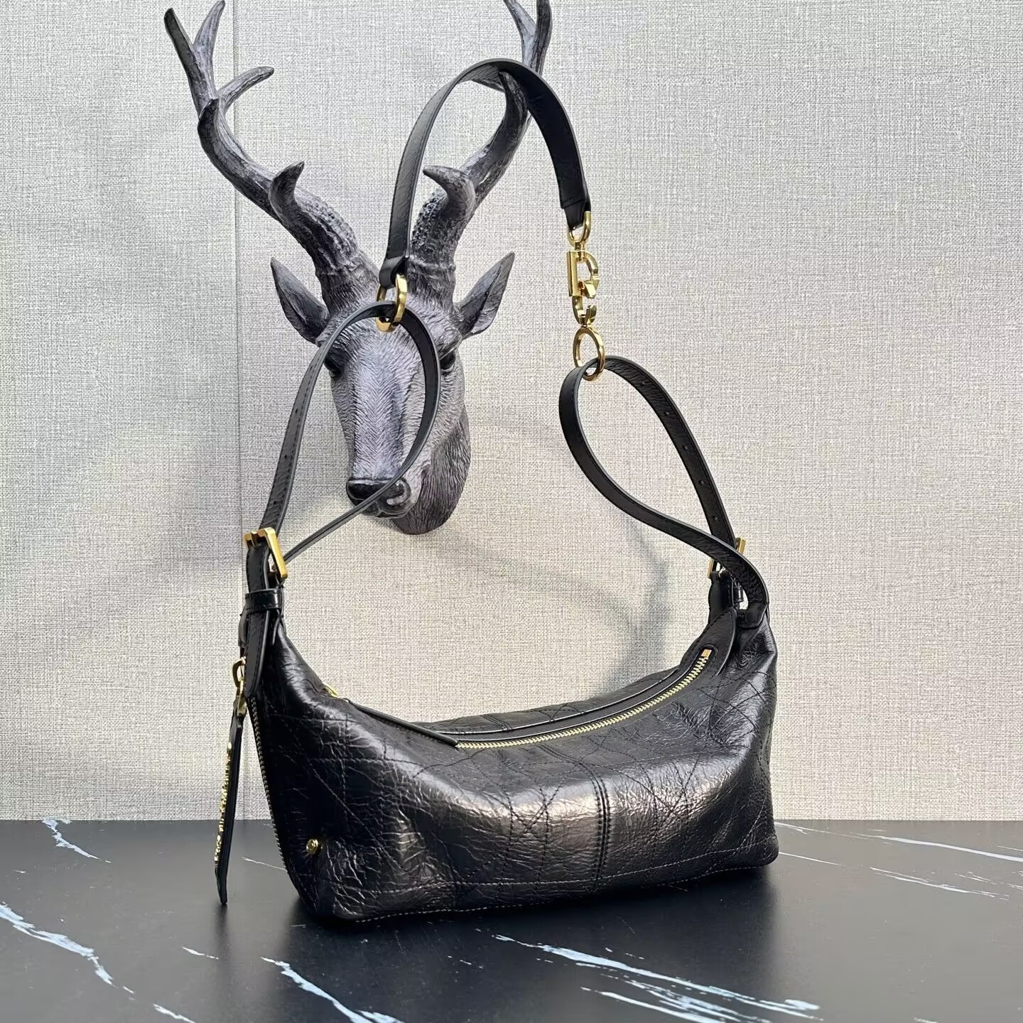 Dior Small D-Journey Bag in Crinkled Calfskin 25.5 x 14.5 x 14 cm