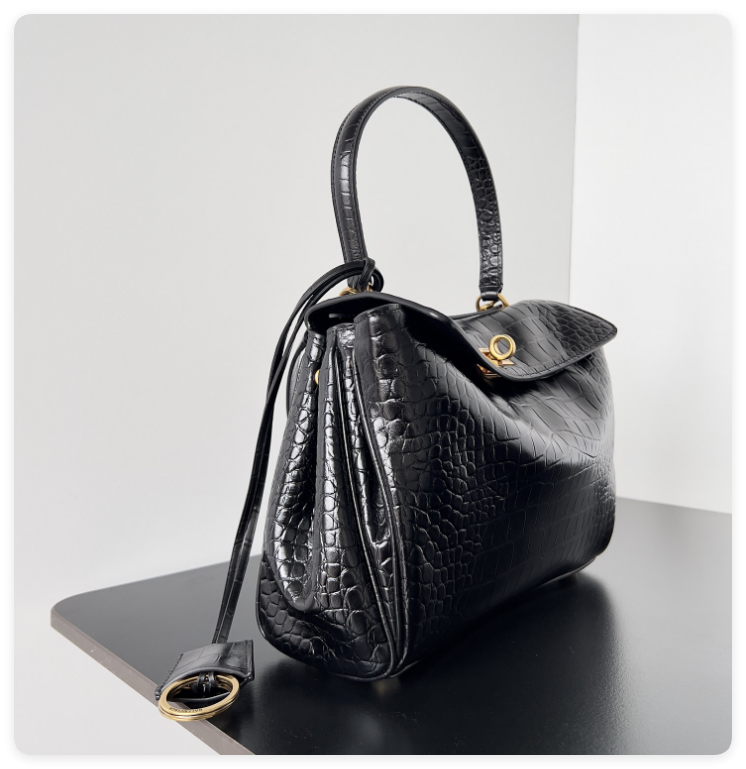 Balenciaga Rodeo Mediun Croc-Embossed Top-Handle Bag 35x23.3x10.9cm