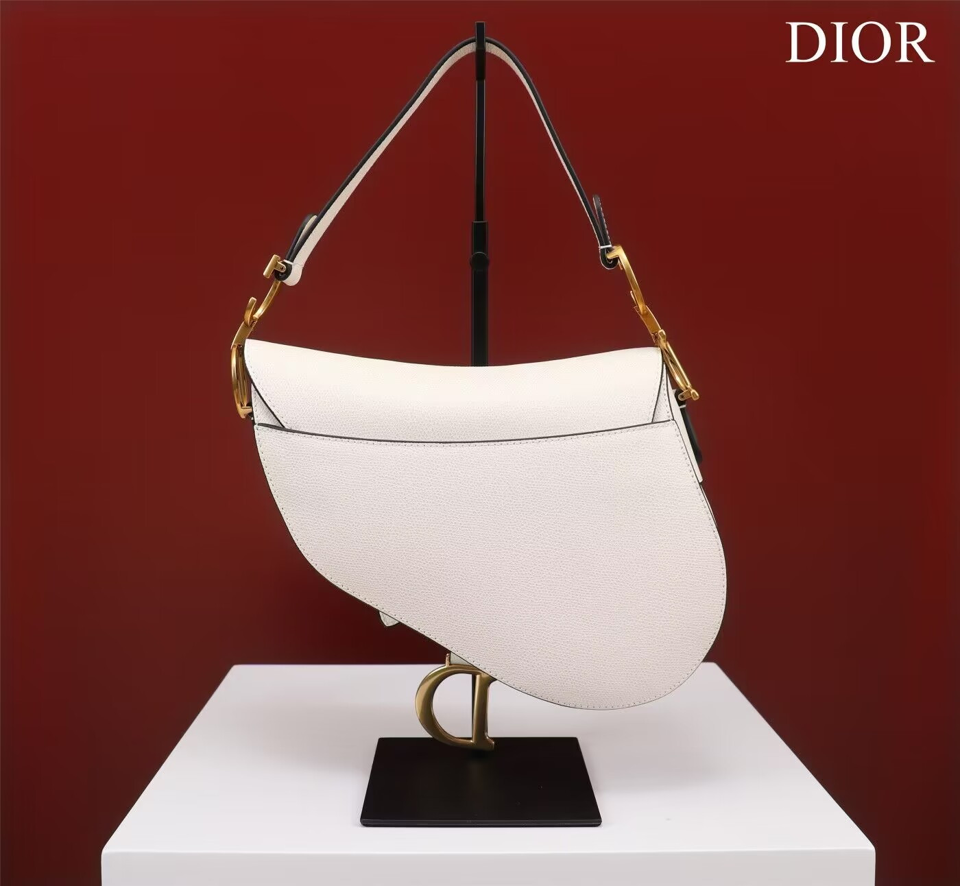 Dior MINI SADDLE BAG WITH STRAP Grained Calfskin 19 x 16 x 5 cm