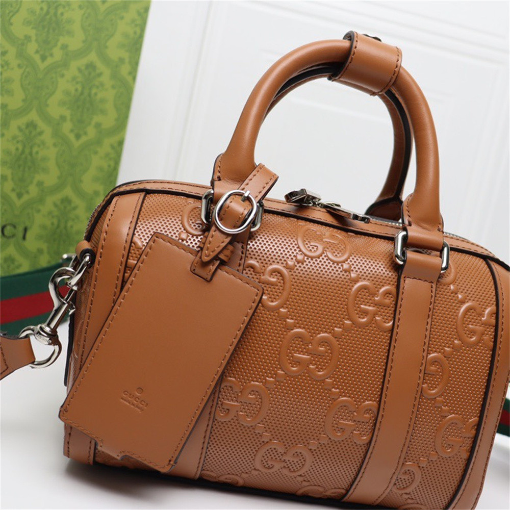 GUCCI JUMBO GG MINI DUFFLE BAG BROWN 8.6"W x 5.9"H x 4.9"D