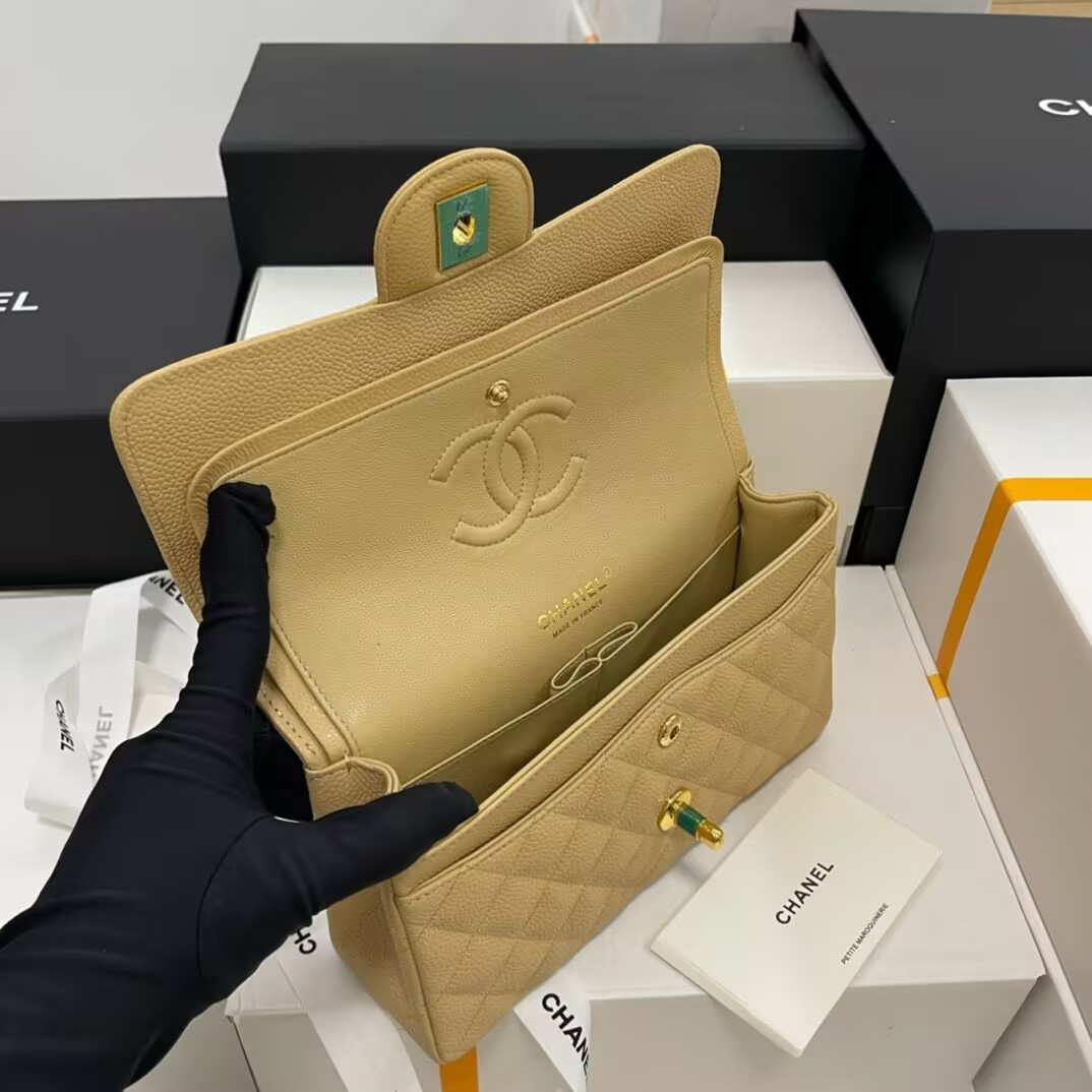 CHANEL SMALL CLASSIC HANDBAG GRAINED CALFSKIN 14.5×23×6cm