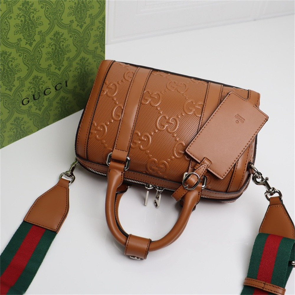 GUCCI JUMBO GG MINI DUFFLE BAG BROWN 8.6"W x 5.9"H x 4.9"D