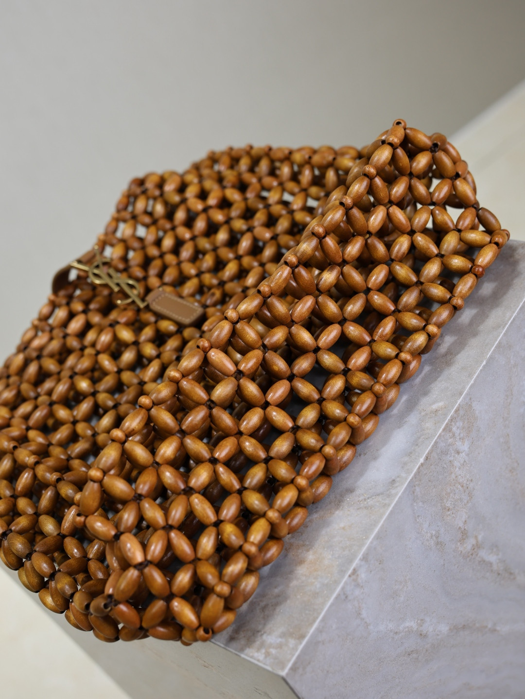 YSL LE 5 à 7 large in wood beads 30x35x10cm