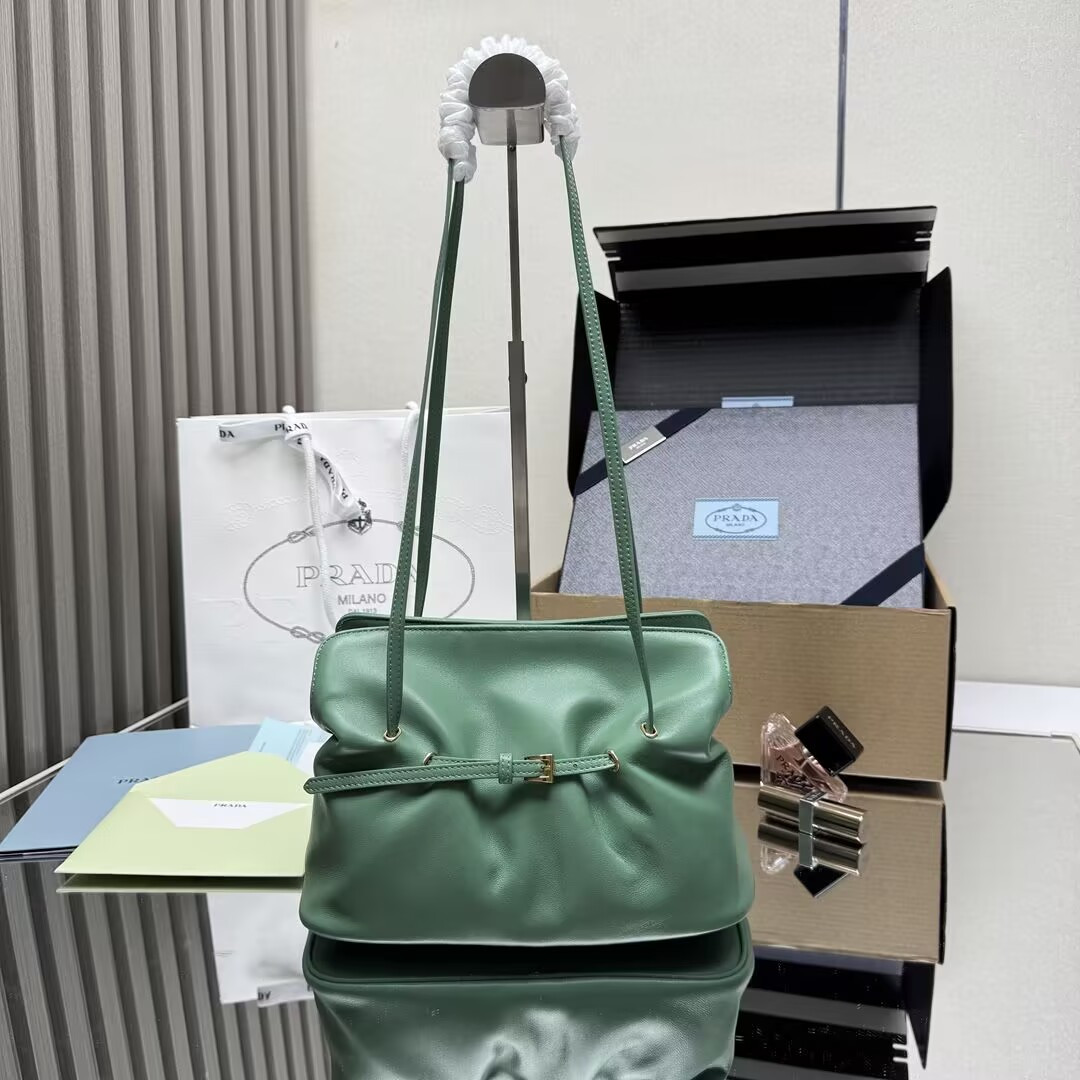 Prada Slouchy Lambskin Leather Shoulder Bag 25x18.5x11.5cm