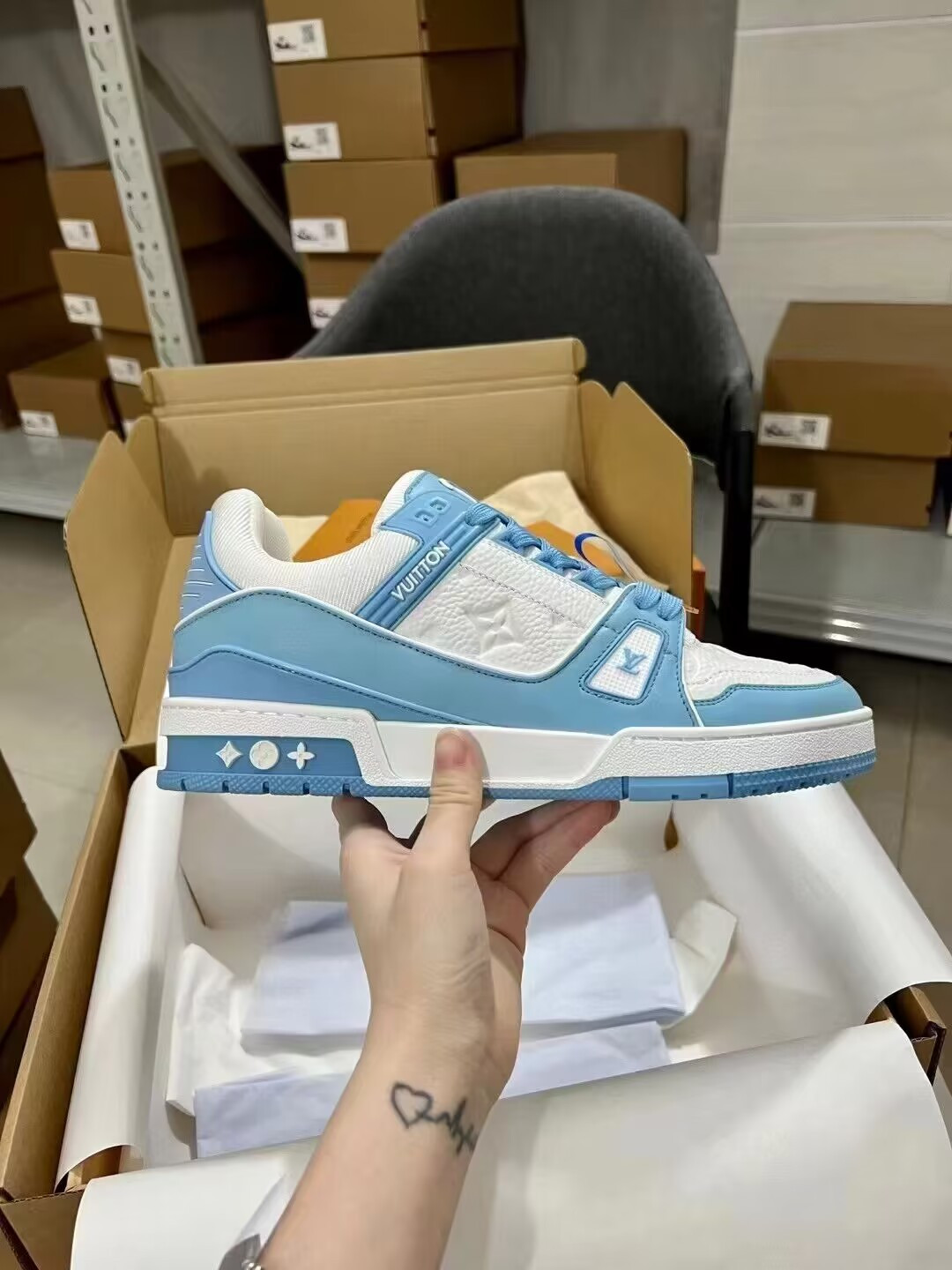 UA Louis Vuitton LV Trainer Low White Sky Blue