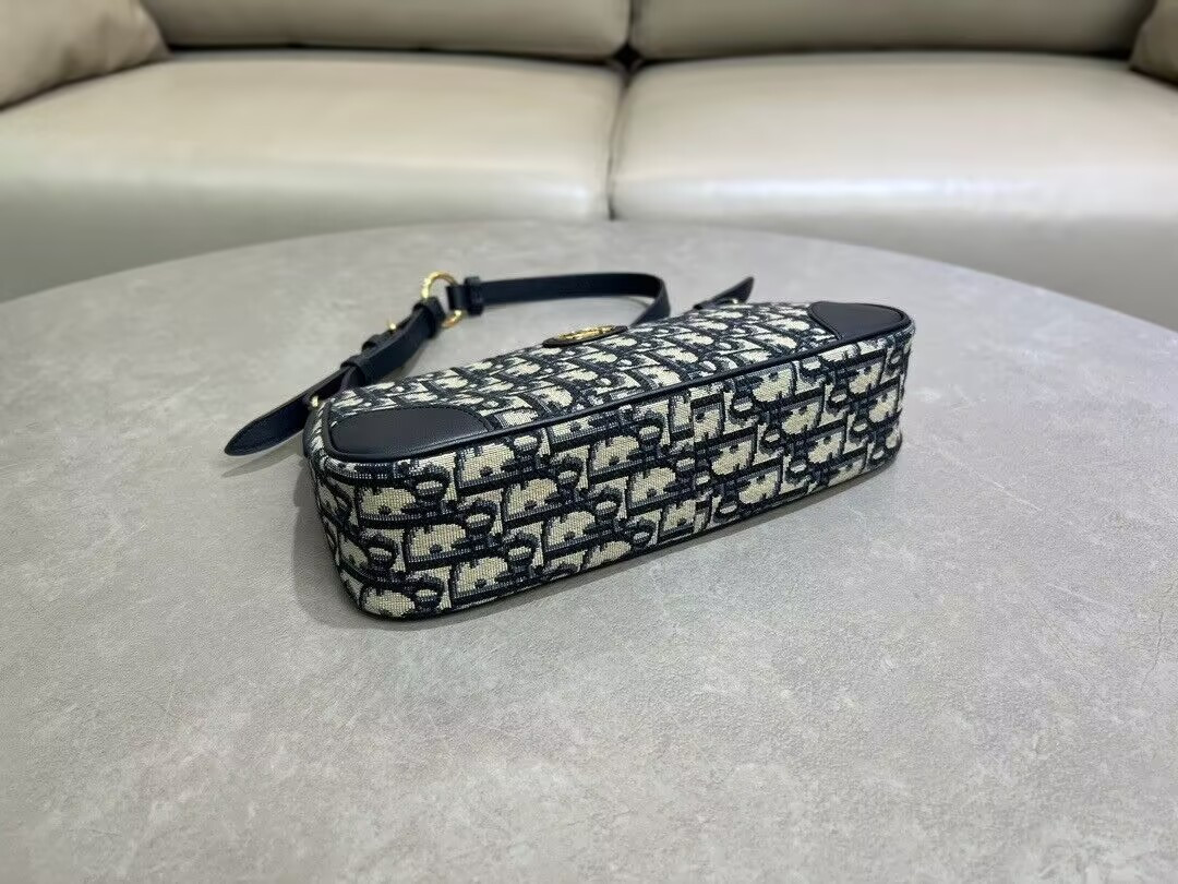 Dior 30 Montaigne Wanderlust Mini Bag Blue Dior Oblique Jacquard and Smooth Calfskin 26x12x7cm