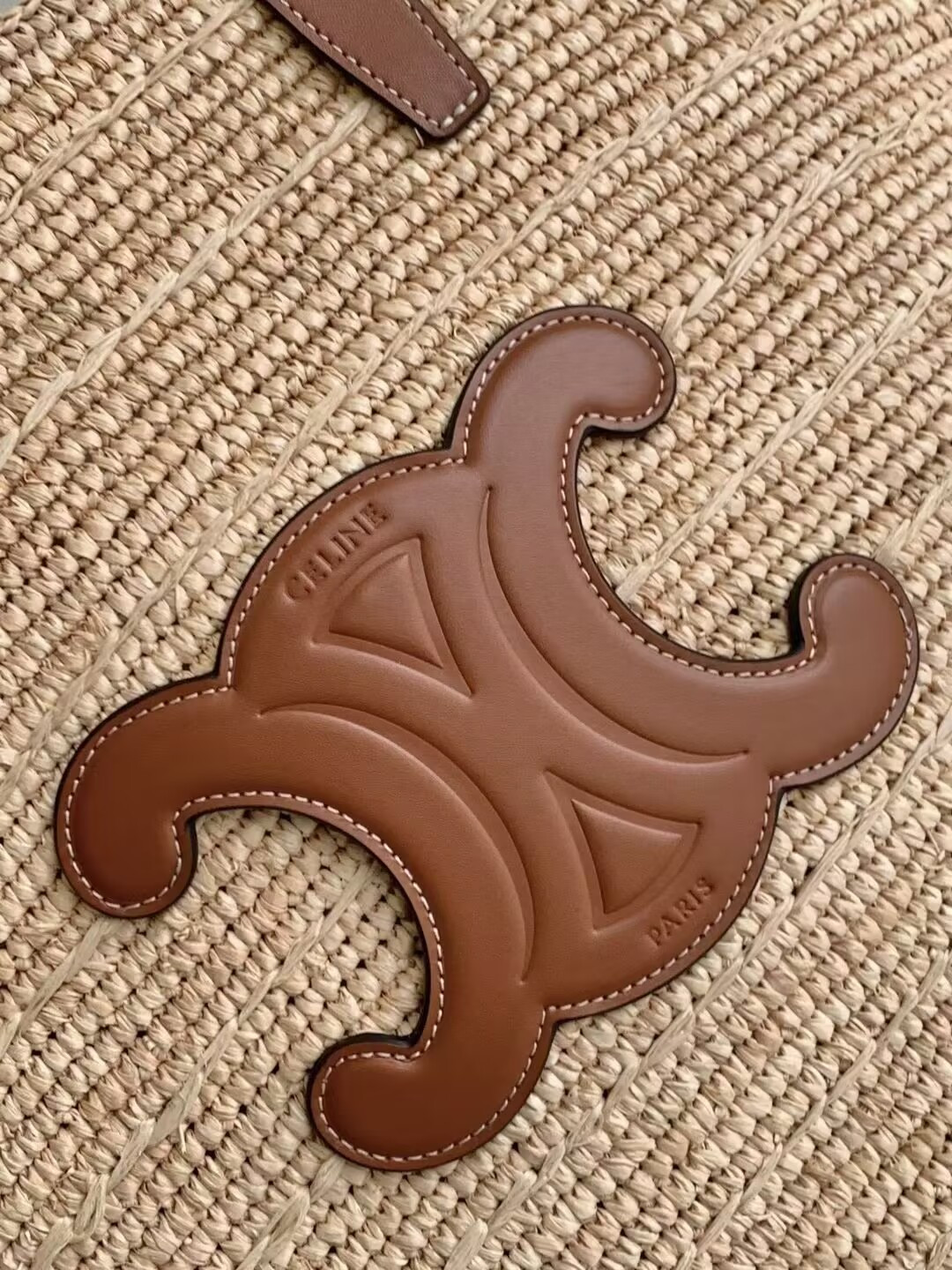 Celine MEDIUM SUPPLE CELINE CLASSIC PANIER IN Raffia and calfskin 22x30x14cm