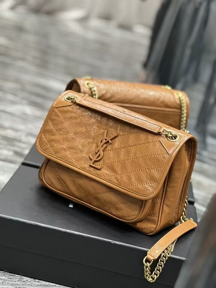 YSL NIKI MEDIUM IN VINTAGE LEATHER SHINY 28x20x8.5cm
